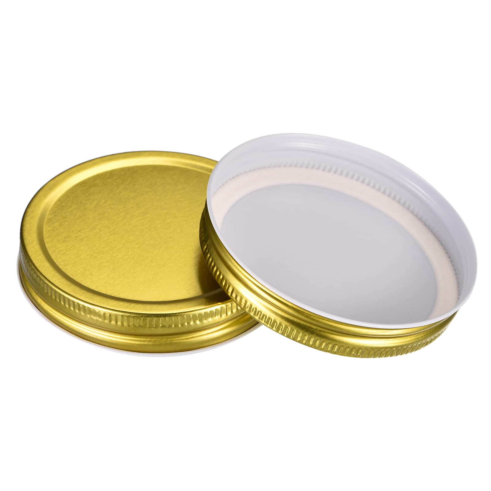 Uxcell Mason Jar Lids, 12 Pcs - Tinplate Canning Lids Wide Mouth Leak Proof Fits Storage Jars (Gold)