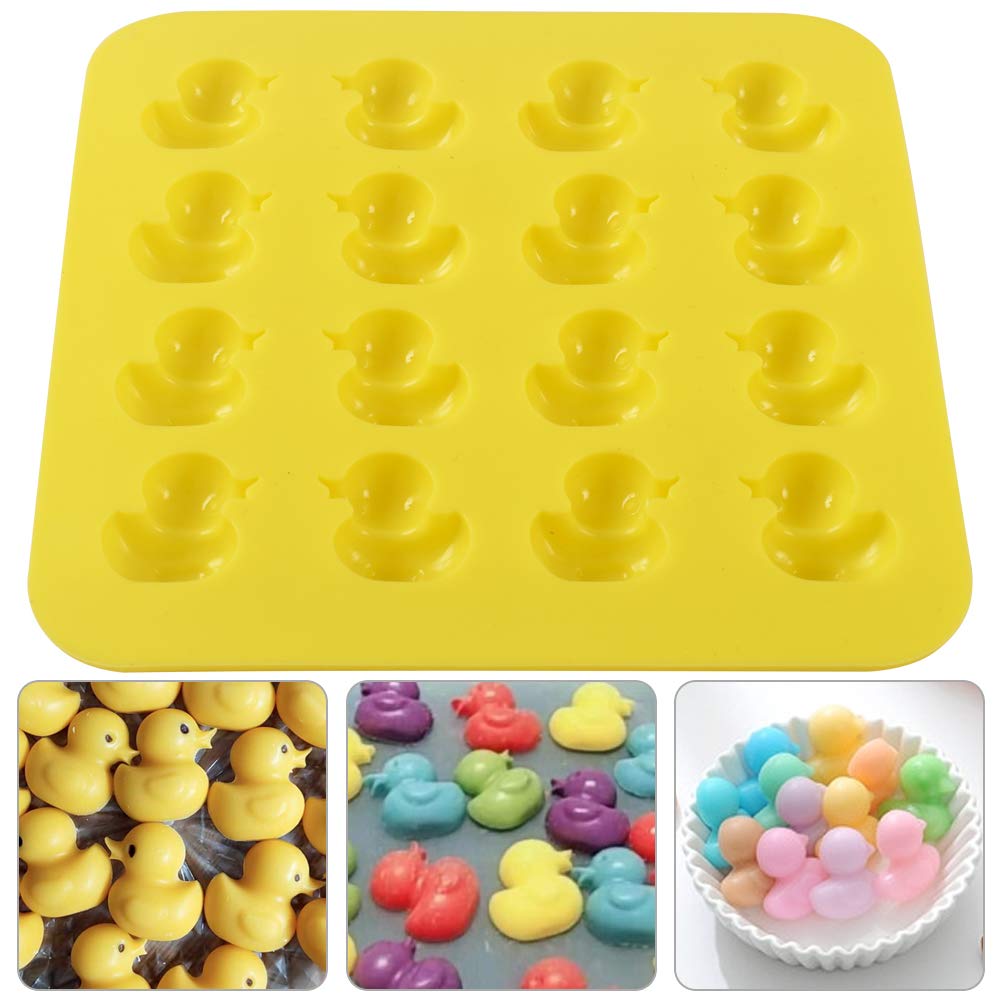 Newk Duck Chocolate Silicone Mold, 4 Packs 16- Cavity Non-Stick Food Grade Silicone Molds For Ice Cube, Jelly, Fondant, Hard Can