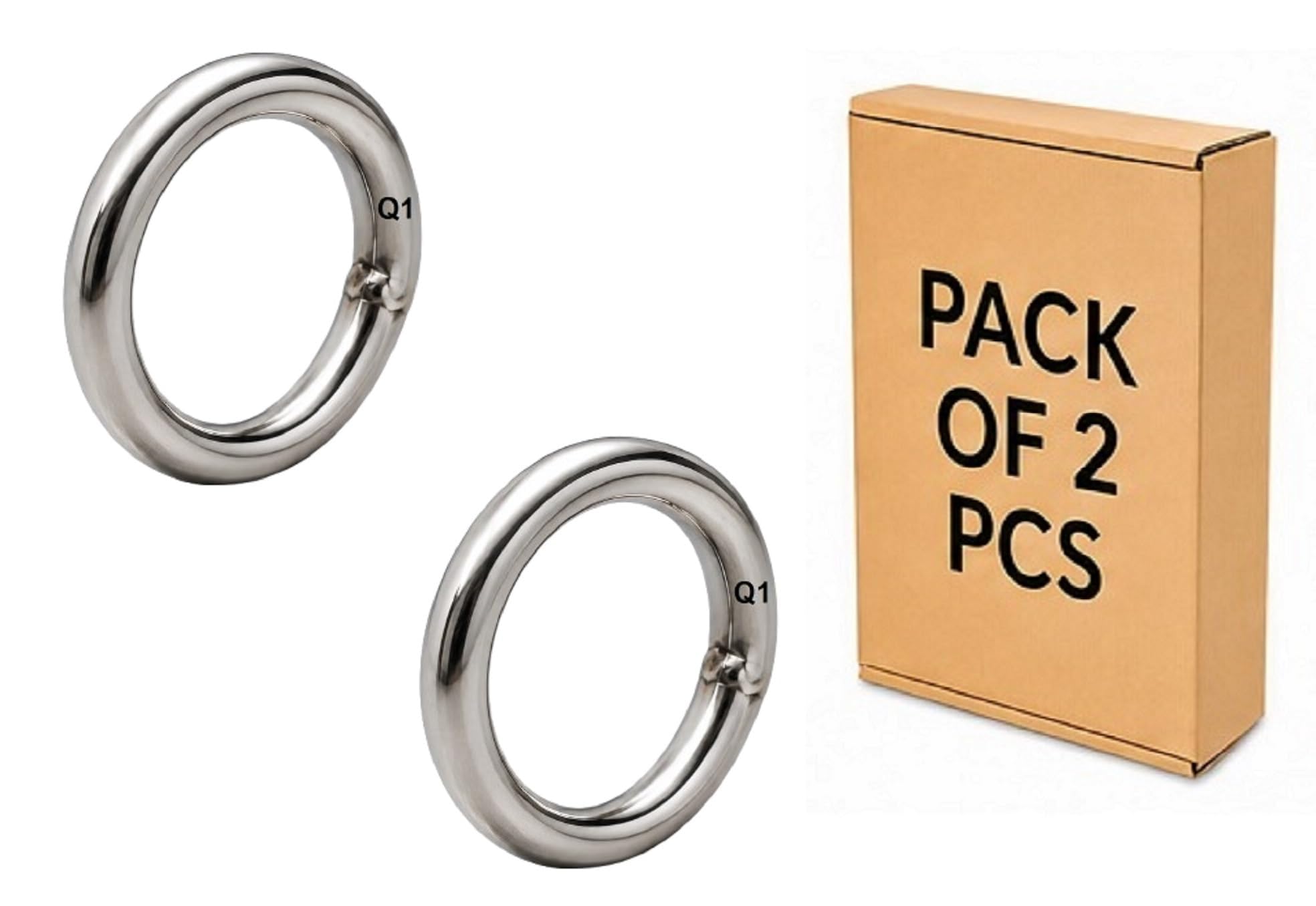 Q1 Beads 2 Pcs. Stainless Steel 900 Kgs Load Capacity (10 Mm X 60 Mm) Ring Hook Hanger Heavy Duty Multipurpose Hook For Hanging 