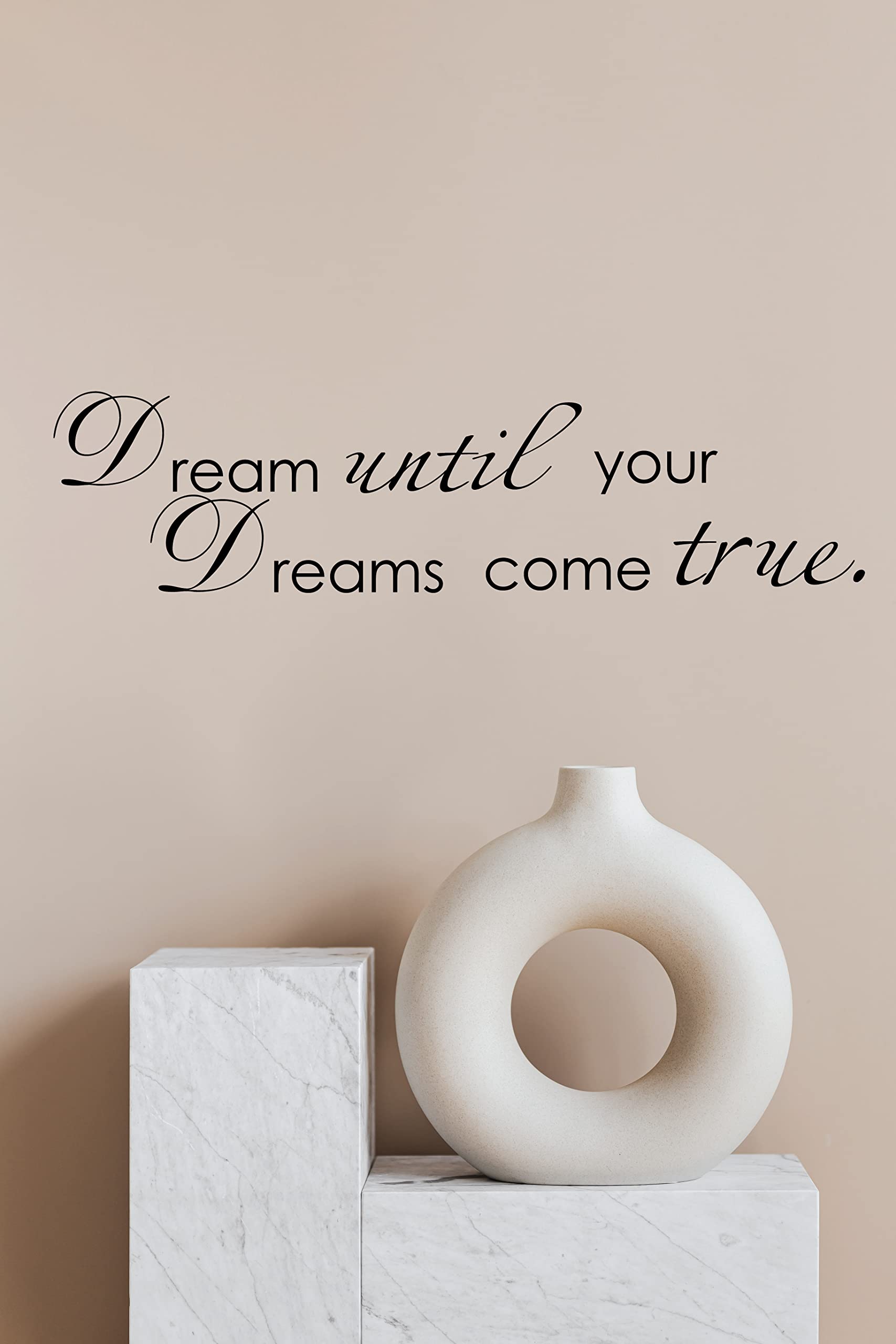 Picniva Black 5'' X 24'' Dream Until Your Dreams Come True Wall Famous Pvc Wall Sticker Decal Quote Art Vinyl