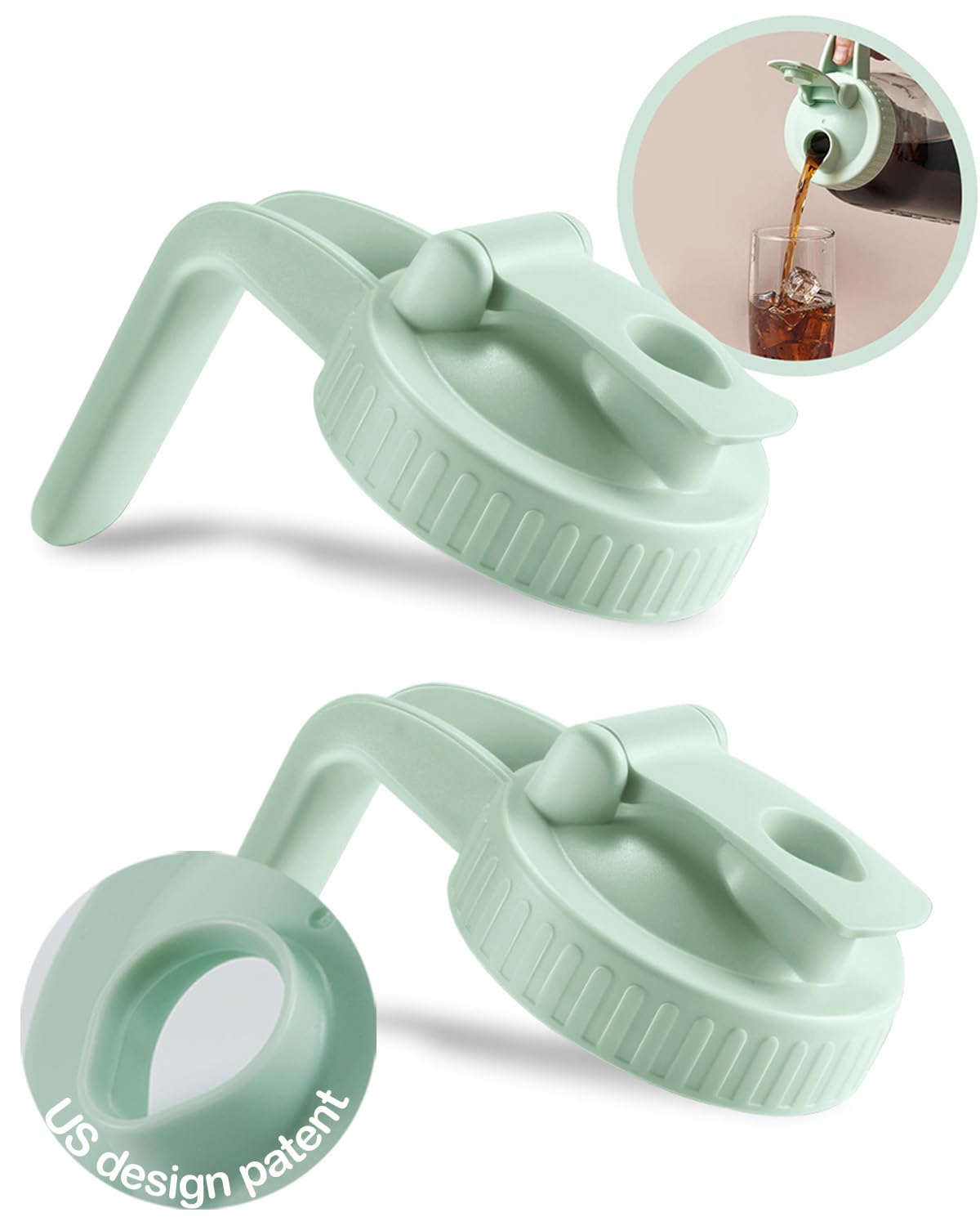 2 Pack Wide Mouth Mason Jar Lids V-Shaped With Handle, Mason Jar Pour Spout Lid With Extended Flip Lid Easy To Open, Airtight Le