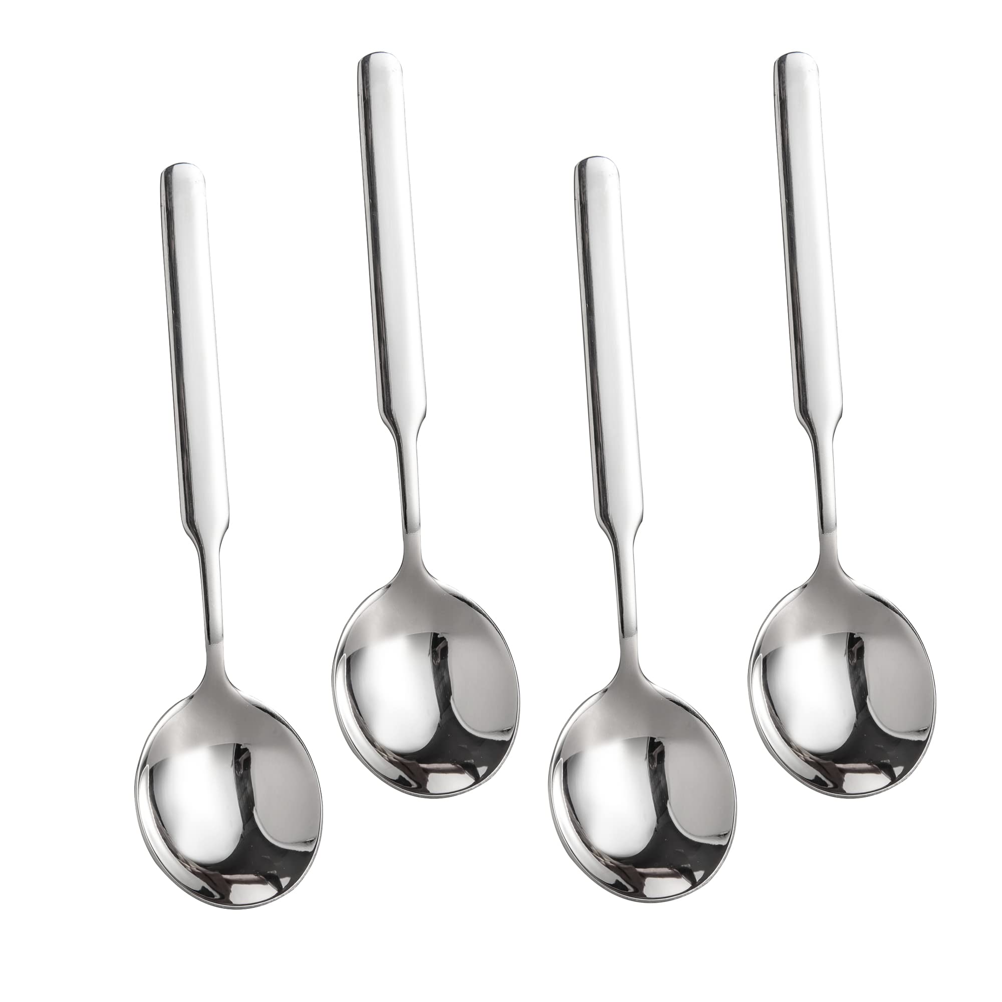 Imeea Big Soup Spoons 7.75-Inch Round Soup Spoons Large Scoop Heavy Duty 316 Stainless Steel Soup Spoons With Long Handle, Set O