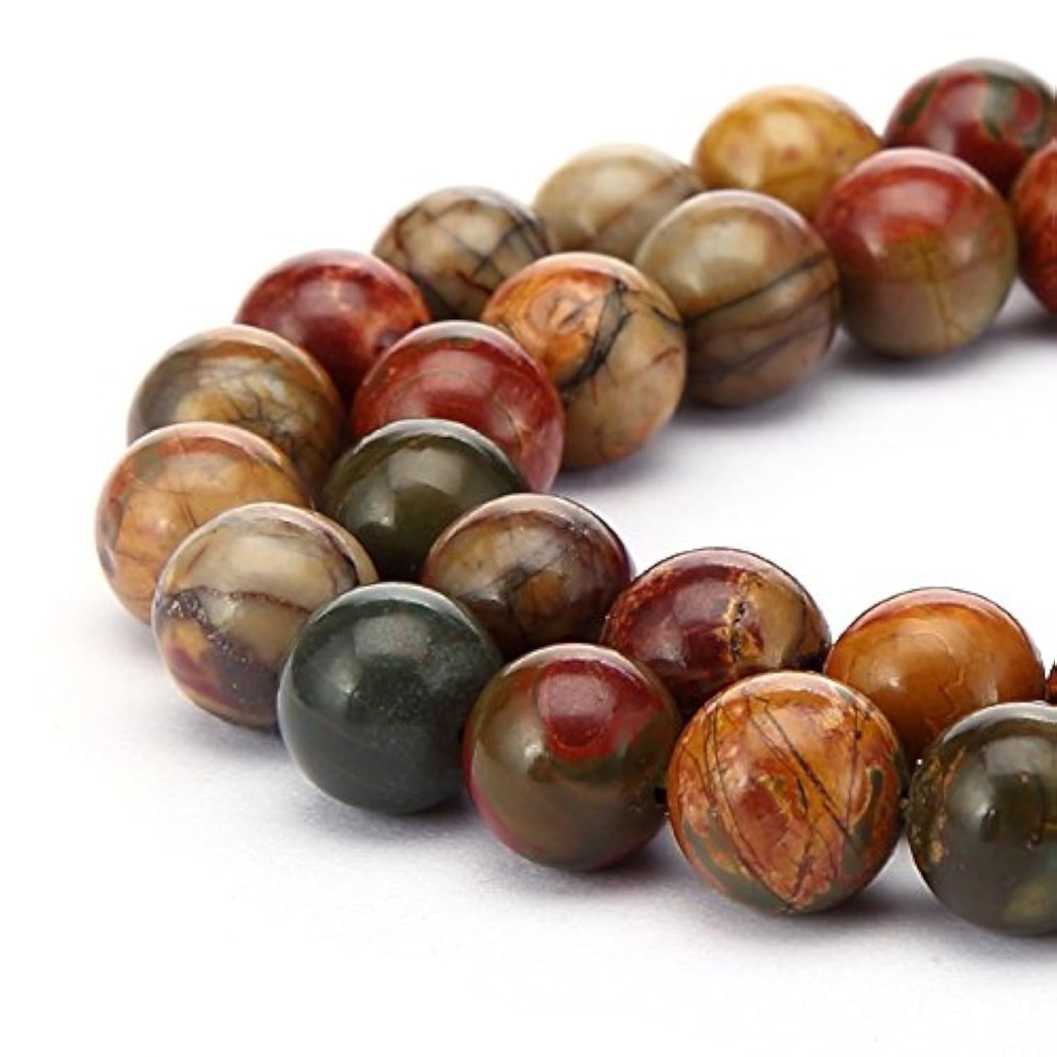 1 Strand Adabele Natural Picasso Jasper Healing Gemstone 8Mm (031 Inch) Round Loose Stone Beads (44-47Pcs) For Jewelry Craft Mak