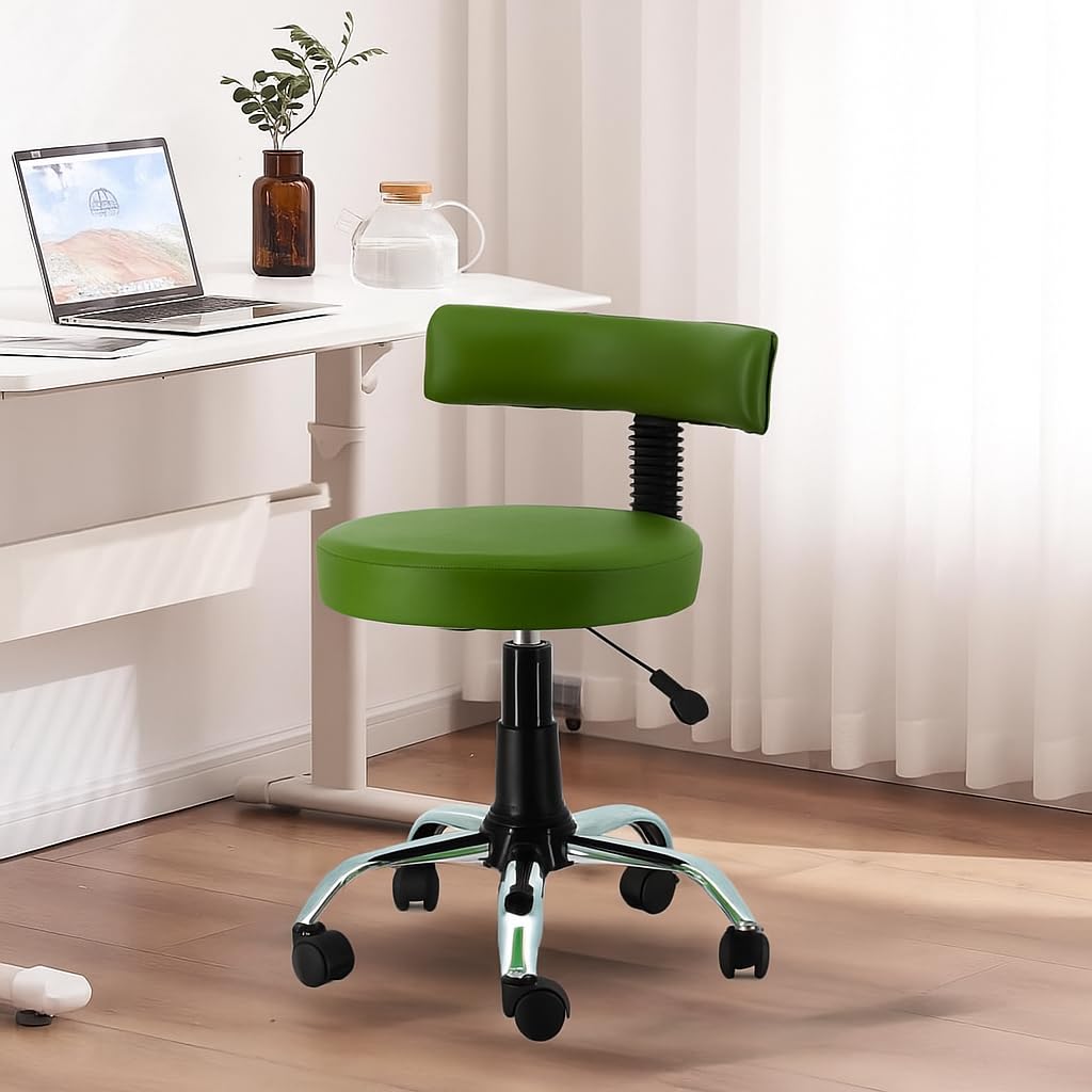 Newturn Ketto PreAssembled With Heavy Duty Metal Stand Rolling Compact Chair Lift Swivel Stools With Fixed Rest For Home Office