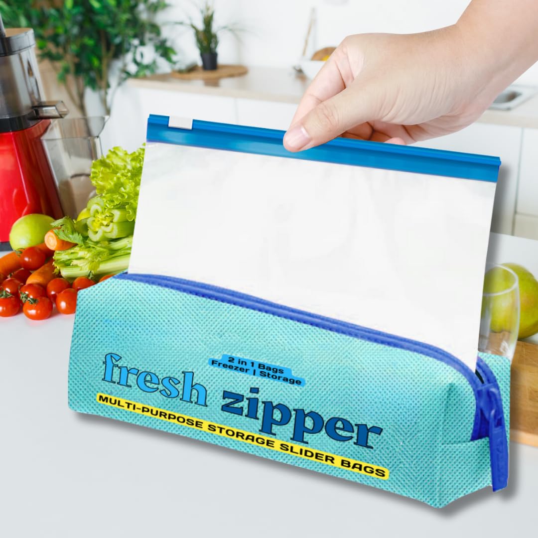 Greentwish Fresh Zipper (Pack Of 20) Storage Slider Bags, Freezer And Microwave Safe, Reusable Ldpe, Transparent, Travel Packing