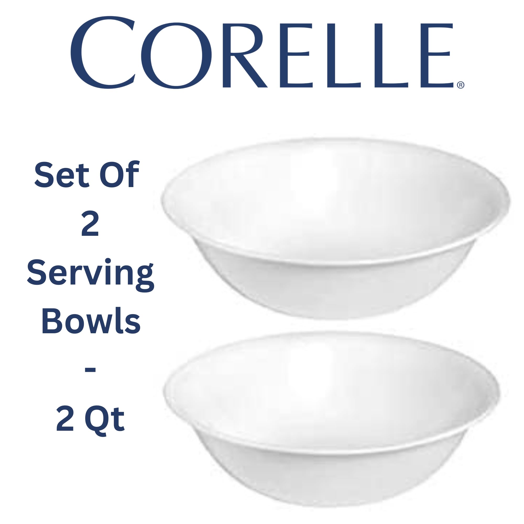 Corelle 12-1/4-Inch Serving Platter, Winter Frost White - 2-Pack With 2-Quart Serving Bowl, Winter Frost White 2Pk - Bundle Set