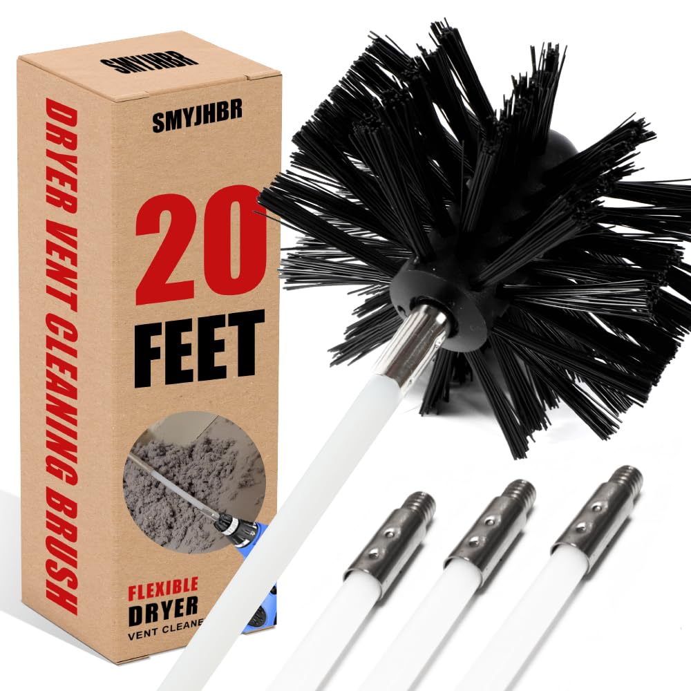 Particle Furnace Cleaning Brush, 4''/6'' Brush,Chimney Brush,Dryer Vent Cleaner Kit,Flexible Rods (15Pcsrods+1Pcs 4''+1Pcs 6'' B