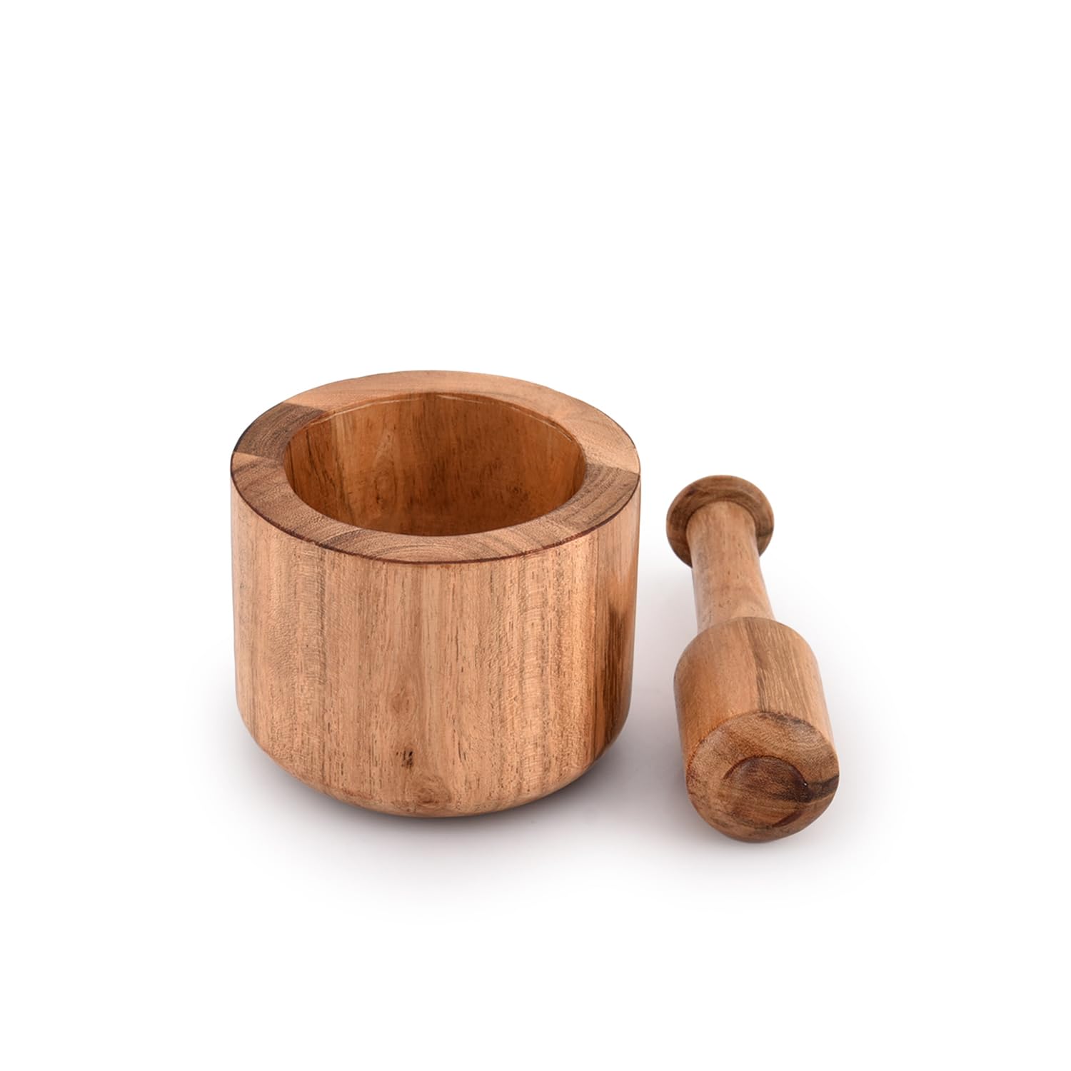 Samhita Acacia Wood Mortar and Pestle for Garlic Pepper Herb Crusher Kitchen Utensils Birthday Housewarming Gift. Mortar- 4 x 3