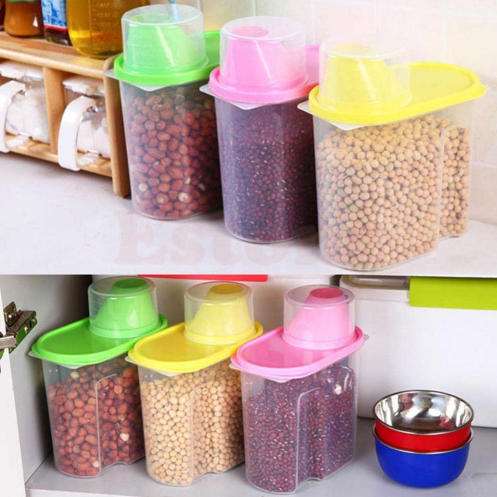 Kraaftar Kitchen Cereal Dispenser Store Candy Food Storage Box Container 1.9L Pink