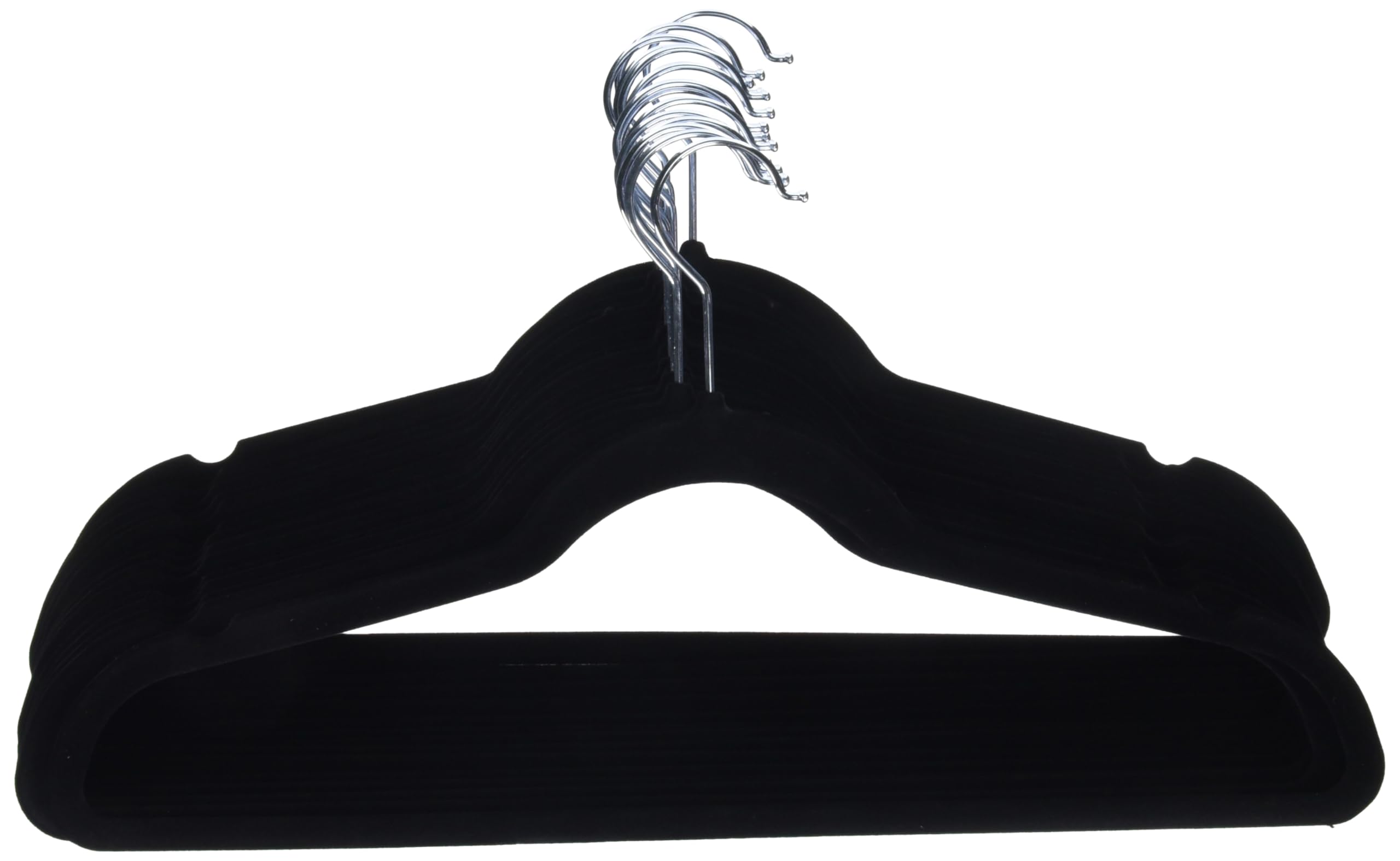 Amazon Basics Slim Velvet, Non-Slip Suit Clothes Hangers, Pack Of 30, Black/Silver