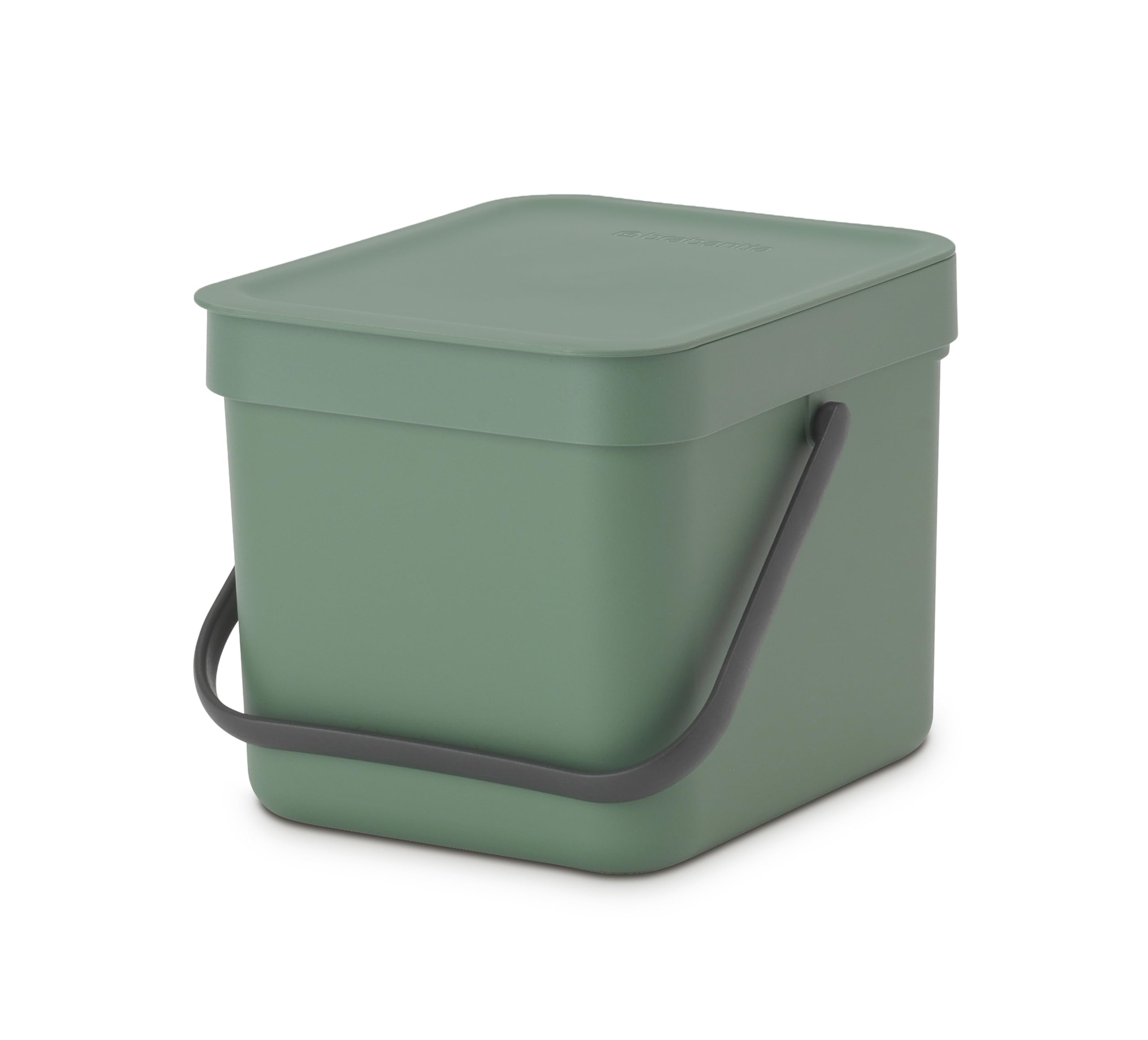 Brabantia Sort & go Food Trash can (16 galFir green) Small countertop Kitchen compost caddy with Handle & Removable Lid  Easy clean  Fixtures Included for Wallcupboard Mounting