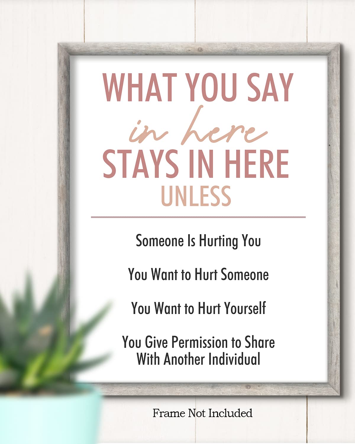 Govivo What You Say In Here Stays In Here - Wall Decor For Therapy Office - Mindfulness Wall Decor - Counseling Office - Mental