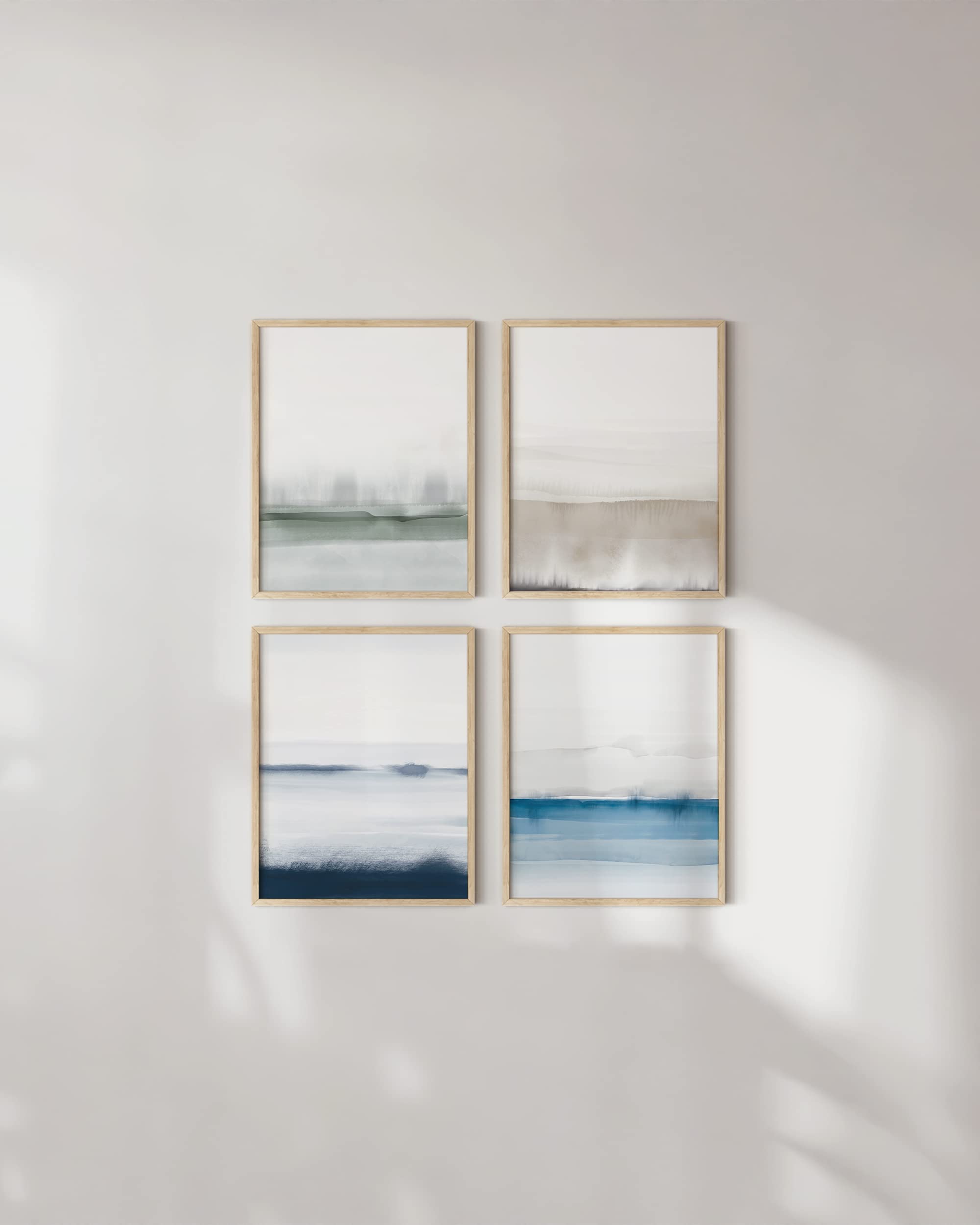 HAUS AND HUES Landscape Painting - Set of 4 Nature Posters  Abstract Painting  Poster Nature Landscape Art  Blue Artwork Nature  Serene Pictures  Nature Paintings For Living Room (Unframed  8x10)