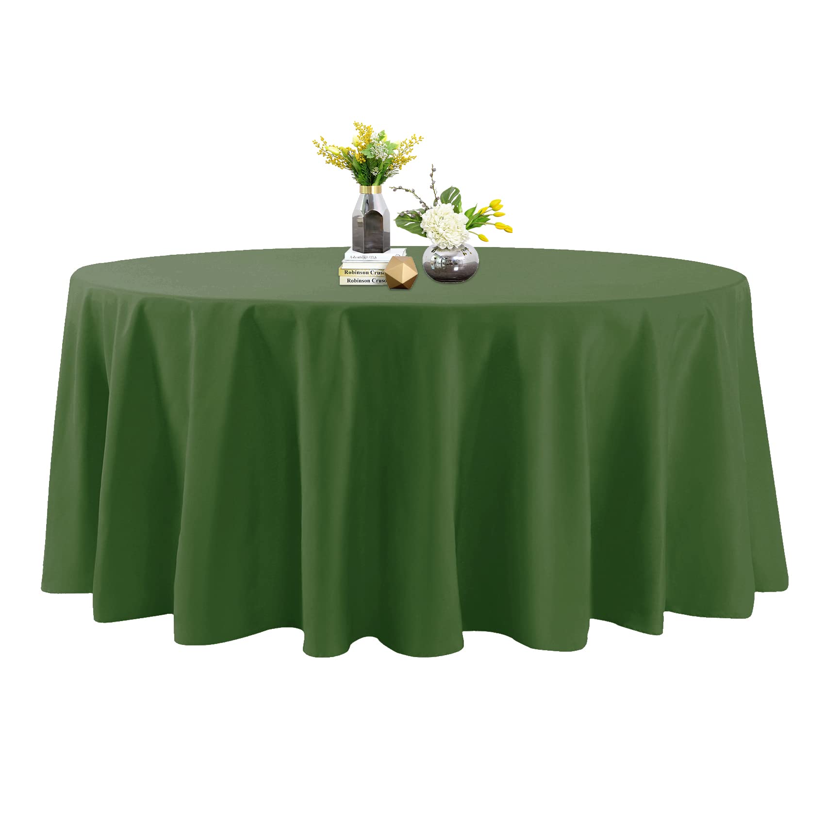 Round Tablecloth - 132 Inch Round Tablecloth - Stain And Wrinkle Resistant Washable Polyester Table Cloth, Decorative Fabric Tab