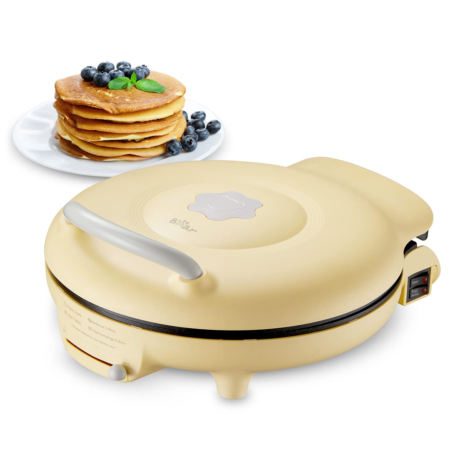Bear 11.8 1500W Electric Smokeless Indoor Grill with Adjustable Temp, Quesadilla Maker Nonstick Pan for Breakfast, Lunch, Dinn