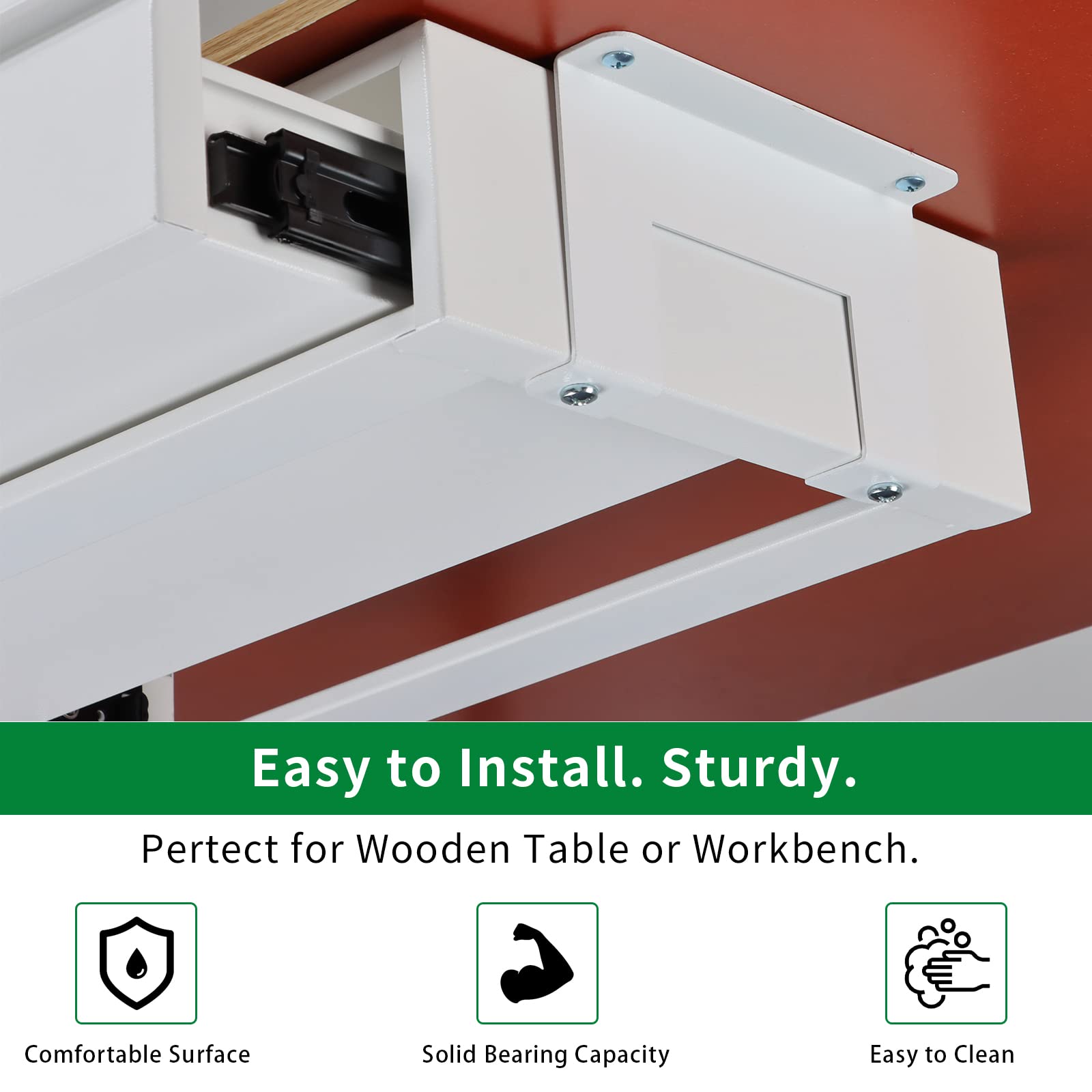 Osteed Under Desk Drawer 18'', Pull-Out Storage Organizer With Large Slide Extension Mounted Under Flat Wooden Table Or Workbenc