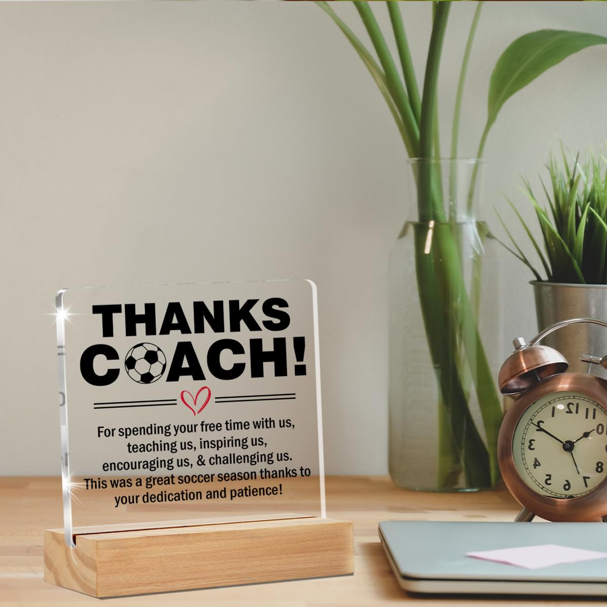Soccer Coach Thank You Gifts, End of Season Soccer Gifts, Appreciation Gifts for Soccer Coach Clear Desk Decorative Sign Home Of