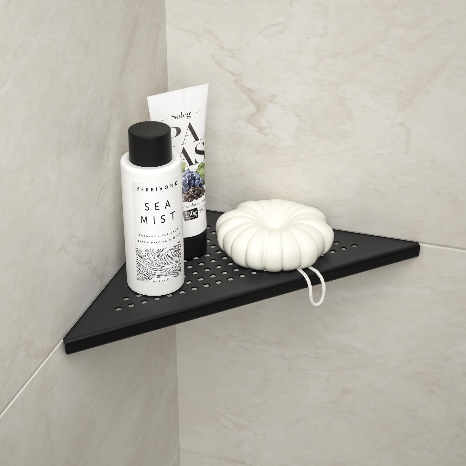 Bernkot Corner Shower Shelf, 10 Matte Black 304 Stainless Steel Grout in Shelf Rack for for Tiled Wall, Recessed Bathroom Shelf