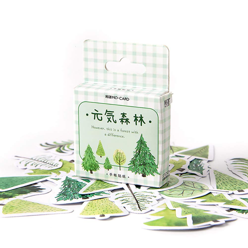 45 Pcs Small Scrapbooks Laptop Stickers, Doraking Boxed Forest Plants Leaves Pine Tree Decorative Stickers For Laptop Scrapbooki