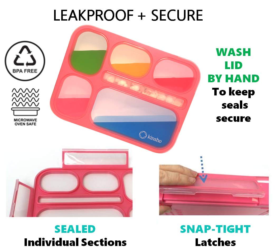 Bento-Box Lunch-Box Containers For Kids Girls Toddler Women, 6 Compartment Leakproof School Portion Container Kit, Meal Or Snack