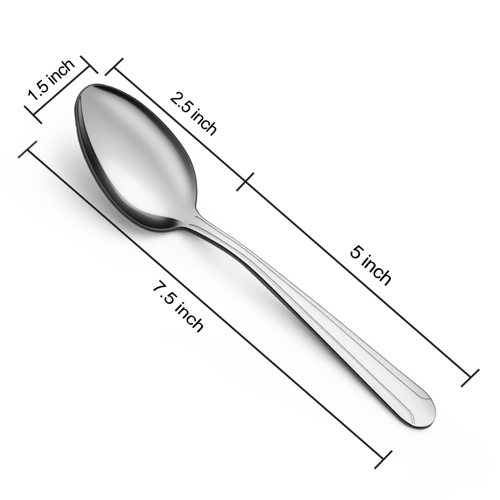 Bewos 24 Pieces Spoons Silverware, 7.5-Inch Dinner Spoons Set, Stainless Steel Spoons, Silverware Spoons, Mirror Polished Tables