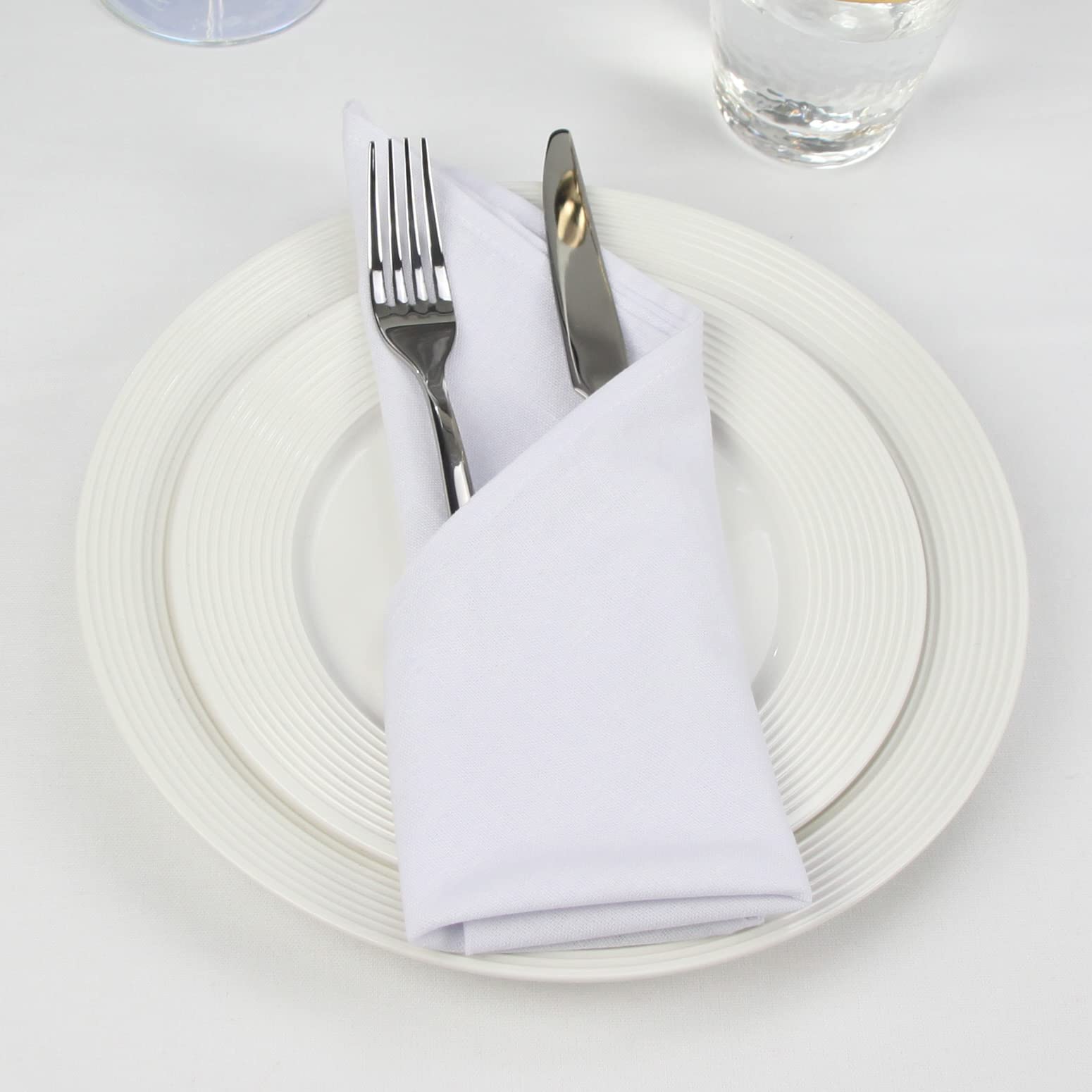 Infei Solid Color Cotton Linen Blended Thin Dinner Cloth Napkins - Set Of 12 (40 X 40 Cm) - For Events & Home Use (White)