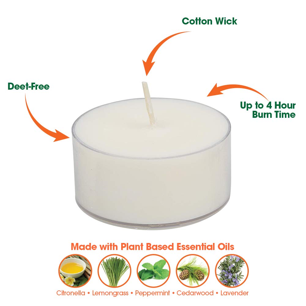 Mosquito Guard 16 Tealight Citronella Candles Outdoor Mosquito Repellent Indoors, DEET Free Mosquito Candles, Natural Mosquito R