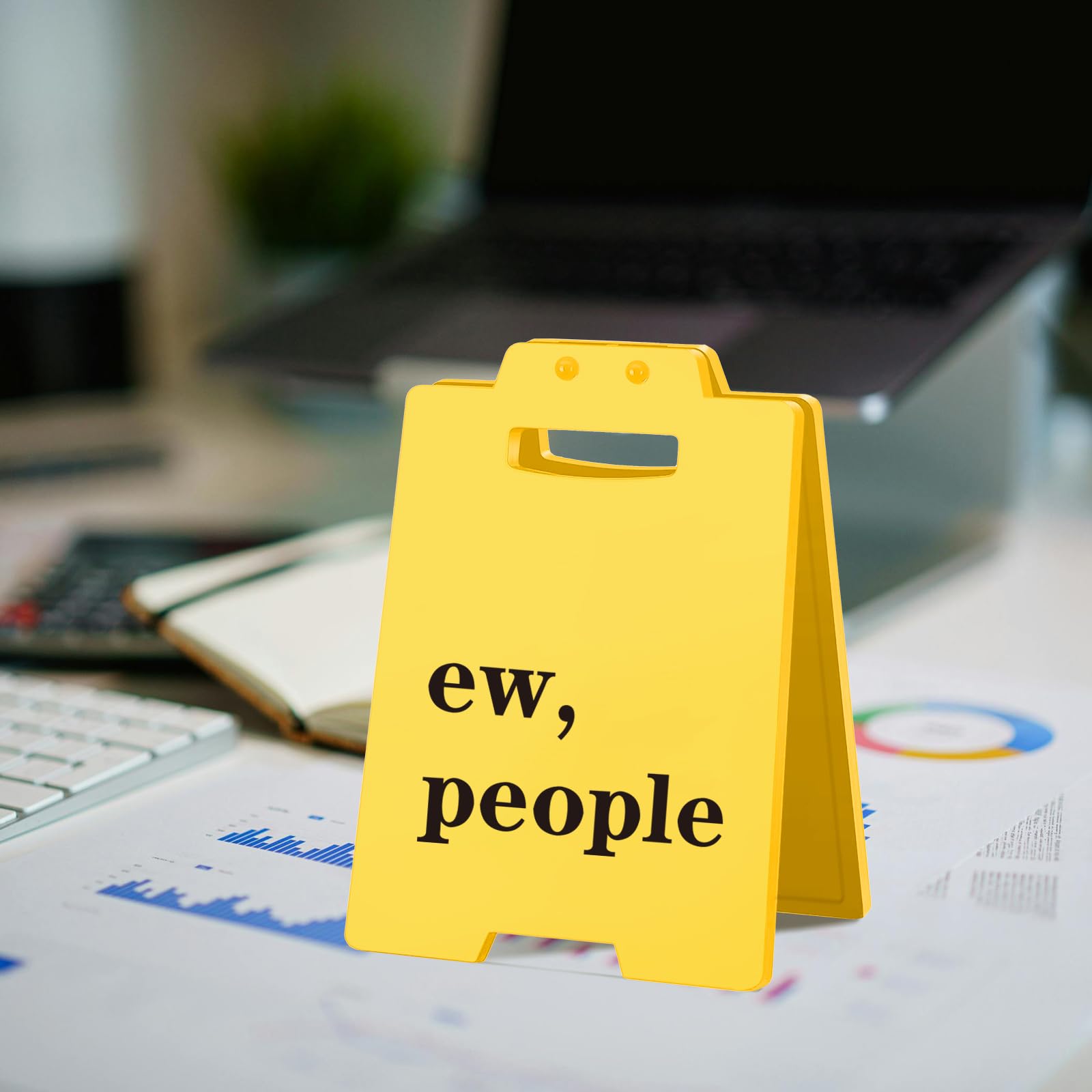 Funny Office Desk Sign - ew, people    - Sarcastic Desk Decor for Introverts, Coworkers, or Remote Workers - Gag Gift for Office