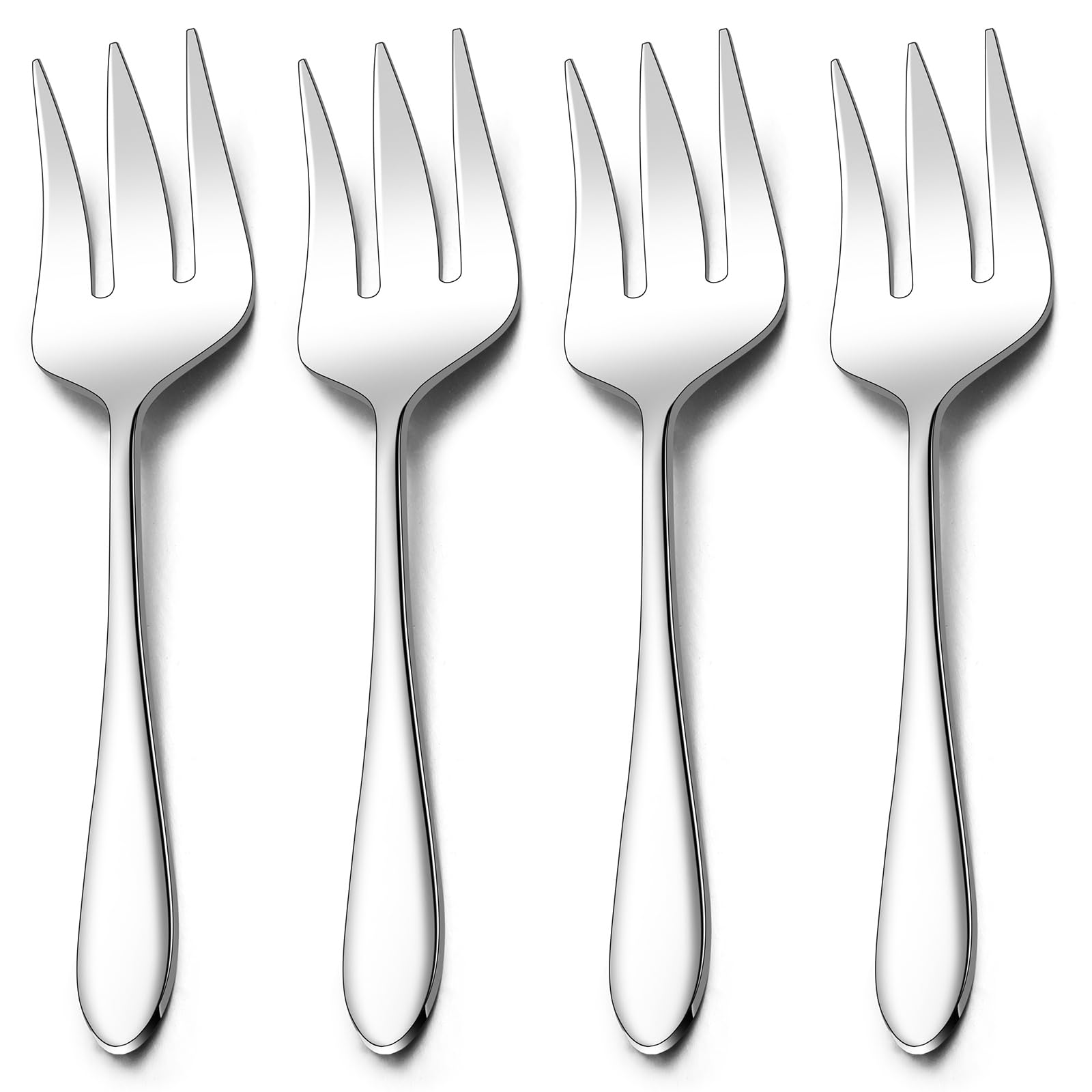 Stainless Steel Serving Forks, E-Far 4-Piece Metal Hostess Serving Utensils Set For Meat Catering Buffet Party Kitchen Restauran