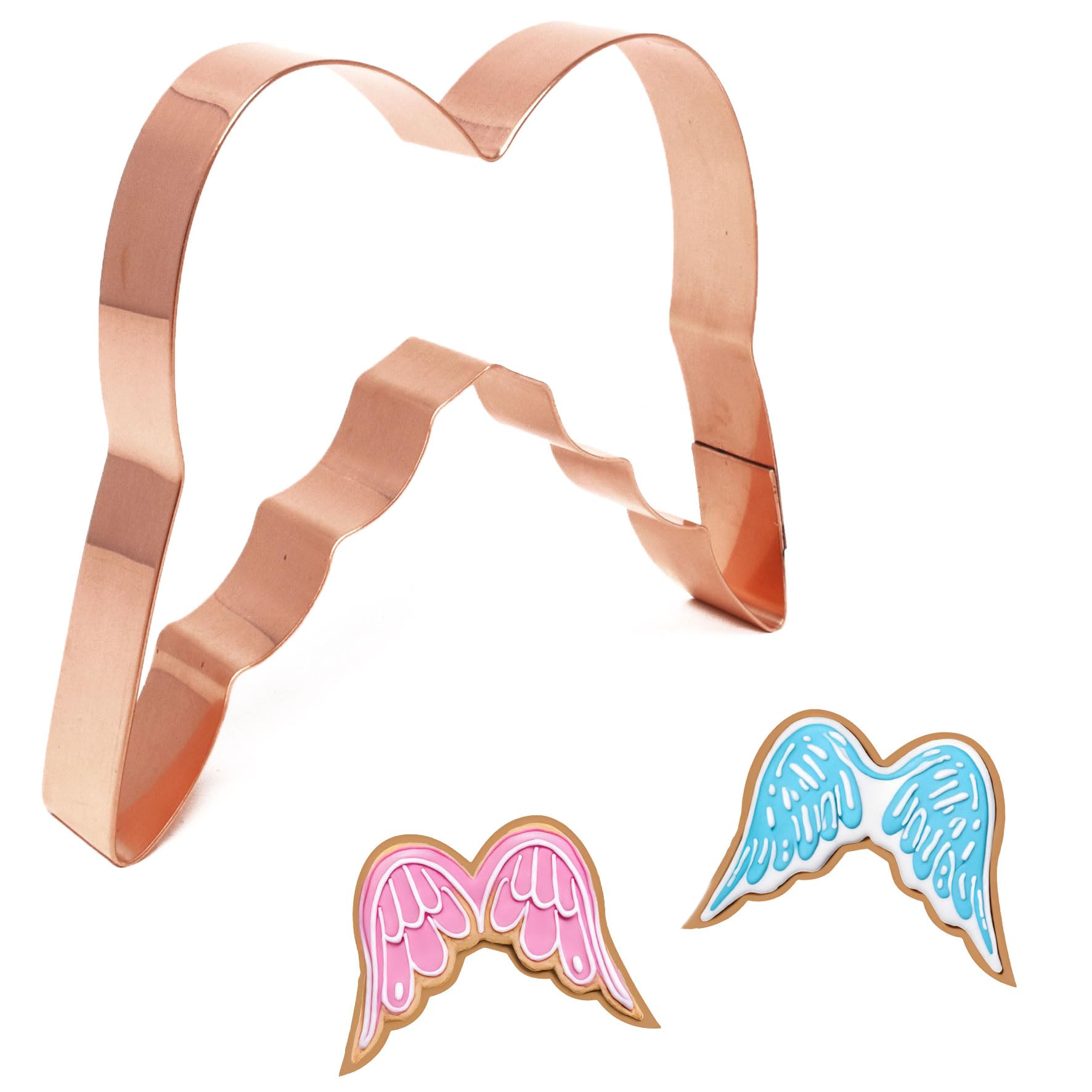 Angel Wings Cookie Cutter 5 X 3.5 Inches, Handcrafted Copper By The Fussy Pup