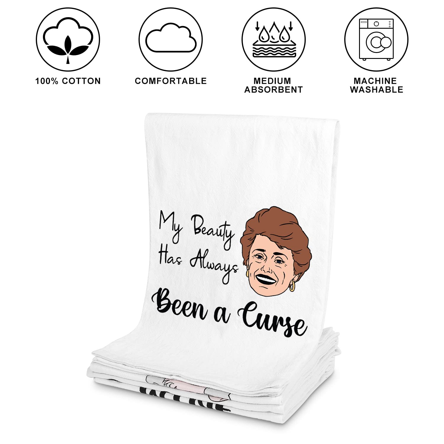 Funny Kitchen Towels-Golden Inspired Gifts For Women,Golden Merchandise Towels Set,Funny Novelty Hand Towels For Girls Night-Uni