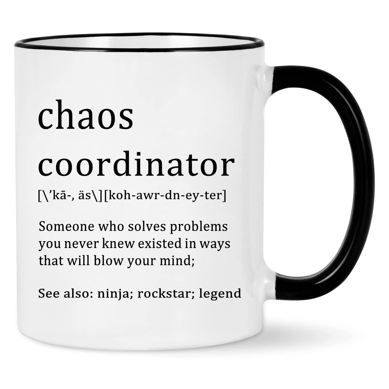 Chaos Coordinator Mug, Office Gifts for Coworkers, Gifts for Boss, Chaos Coordinator Gifts, Funny Coffee Mug Christmas White Ele
