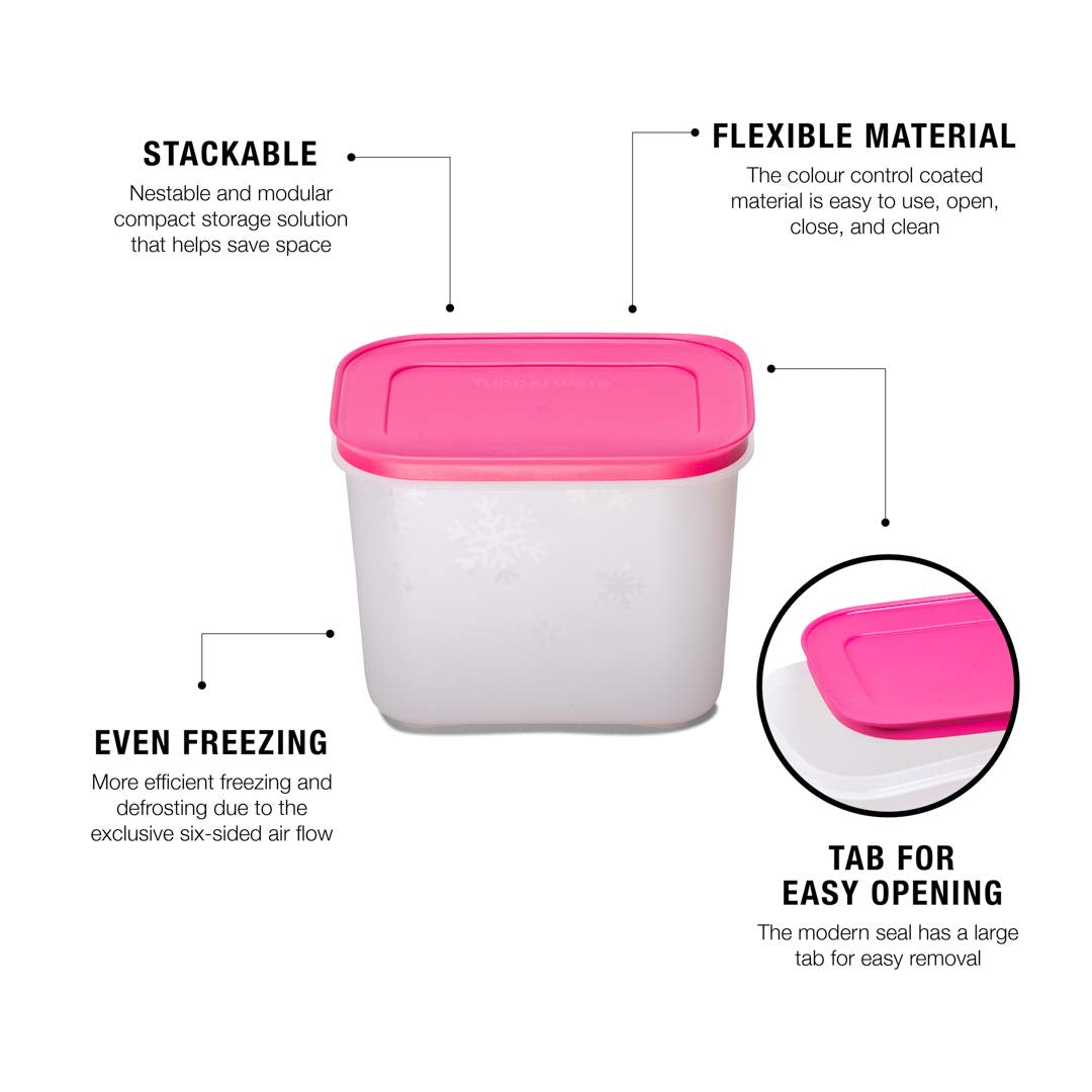 Tupperware Plastic Freezer Mates Gen Ii 1.1L 1Pc (Pink, White)