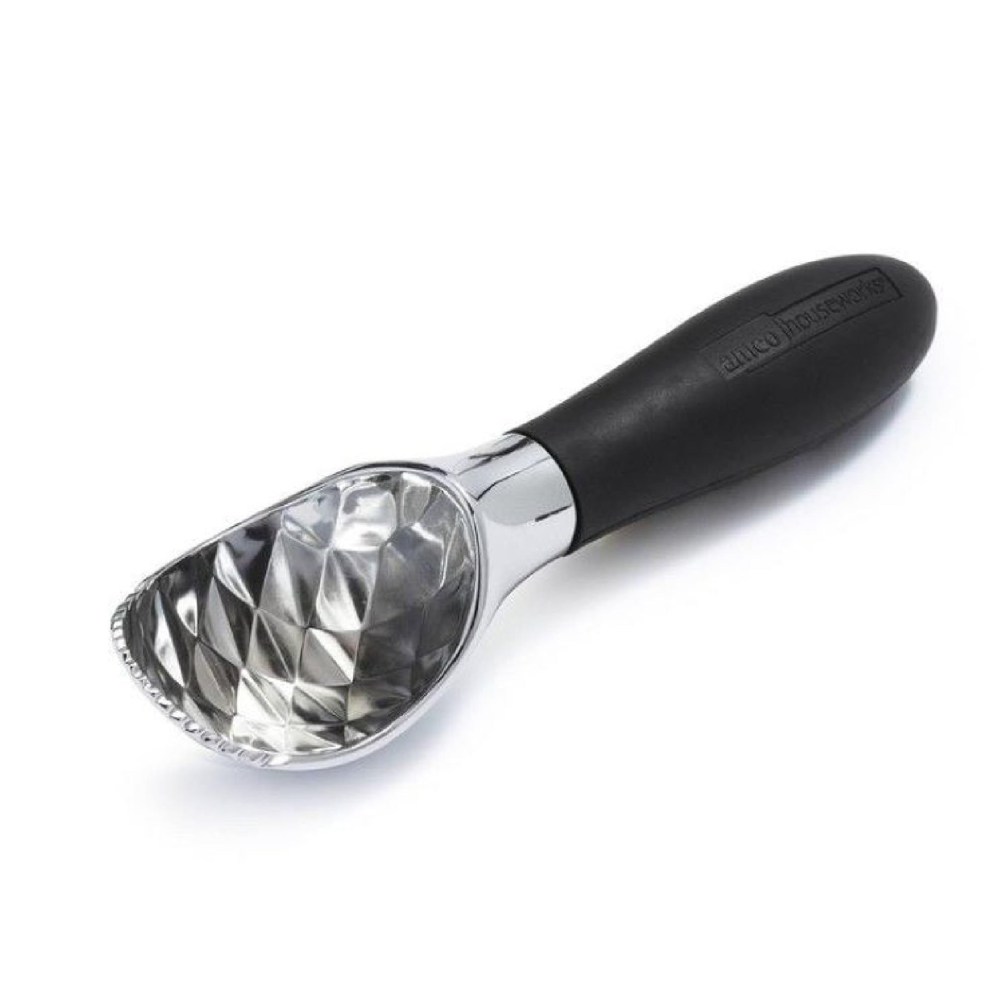 Amco 7.25'' Serrated Ice Cream Scooper | Aluminum | Dishwasher Safe | Comfortable Grip Handle For Smooth Serving Experience | Id