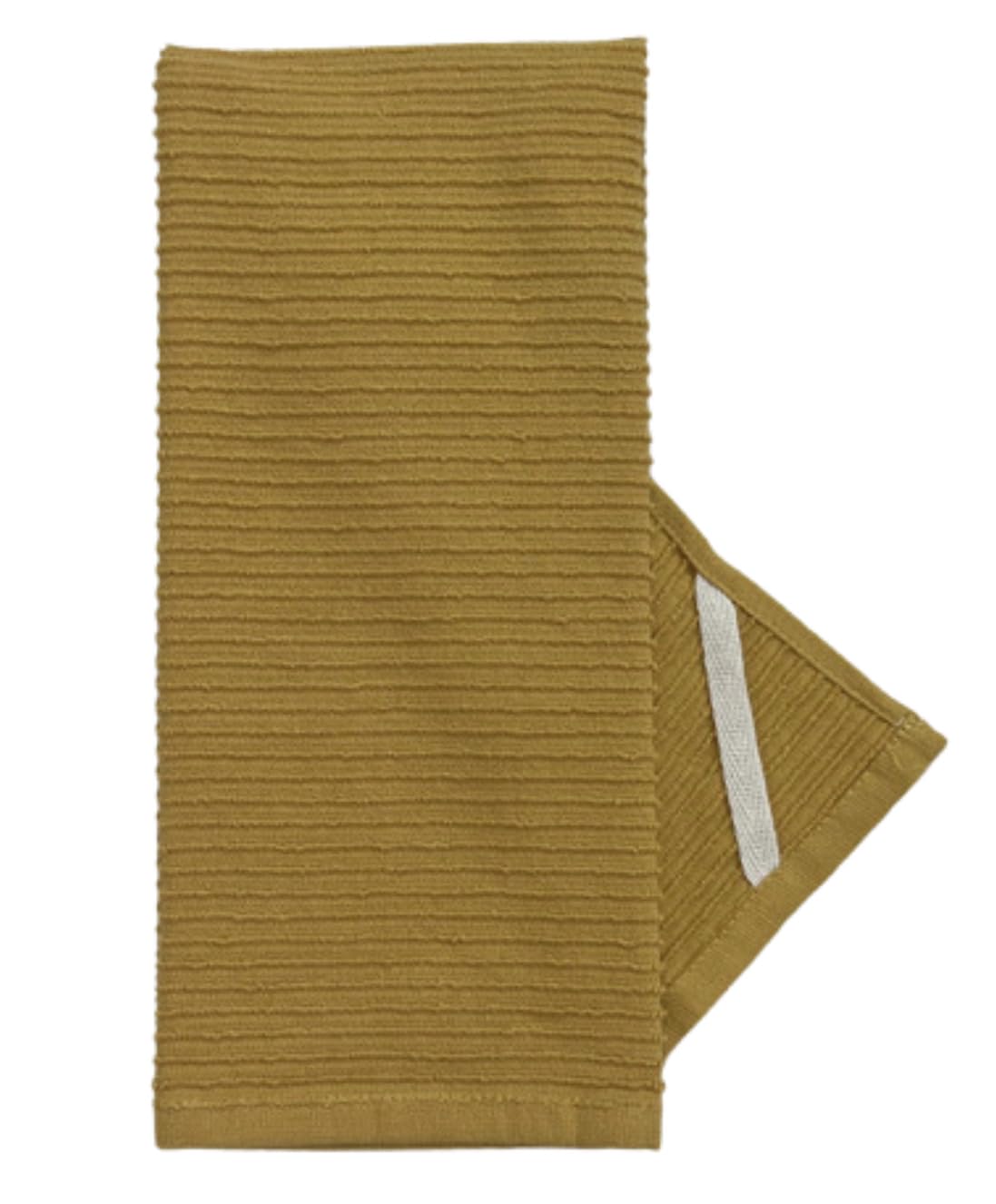 Mustard Yellow Ribbed Kitchen Dish Towels: 100% Cotton Cloth Soft Cleaning Drying Absorbent Terry Loop, Set Of 3 Multipurpose Fo