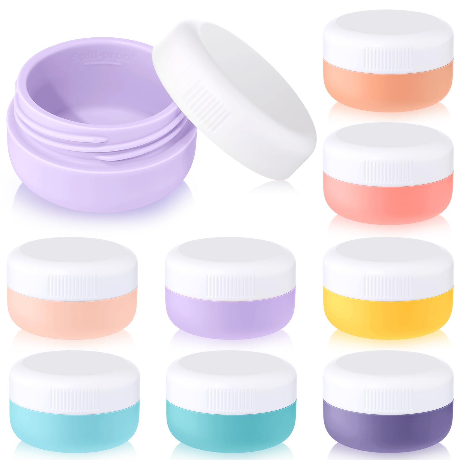 Meanplan 8 Pcs Travel Containers for Toiletries 1 Oz/ 30 ml Small Silicone Cream Jars with Lids Mini Cosmetic Jars Refillable Tr