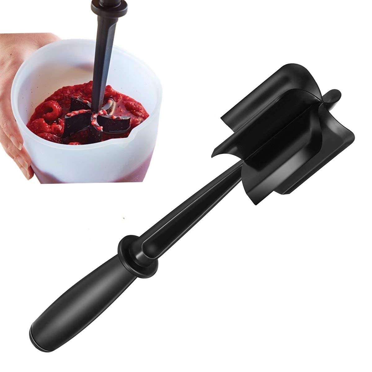 5 Blades Kitchen Ground Meat Chopper Spatula | Hamburger Ground Beef Mix N Chop Tools | For Non-Stick Cookware (Black)