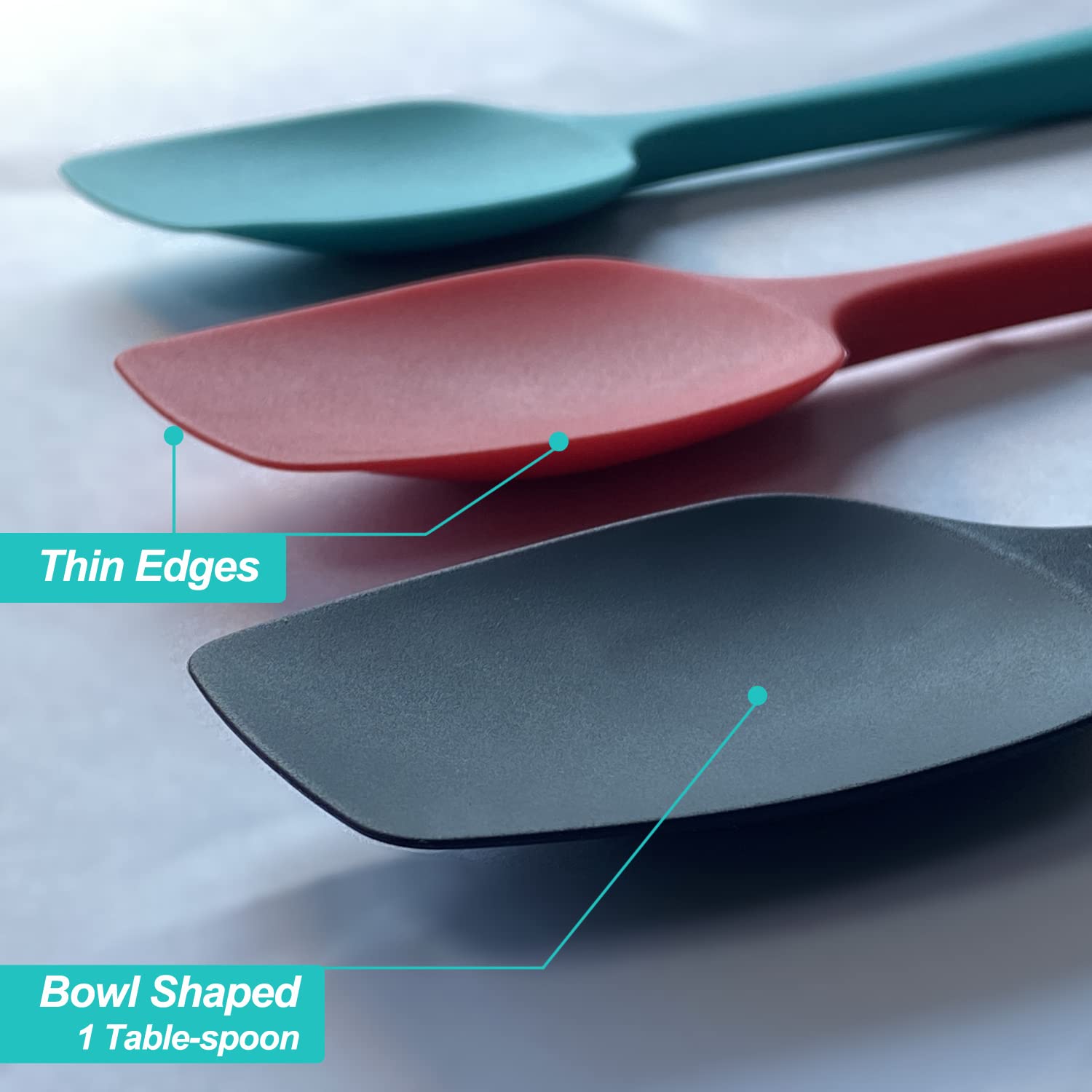 Silicone Spatula Set, Heat Resistant Rubber Spoon Spatula With Seamless One Piece Design, Non-Stick Spoonula, Flexible Scrapers