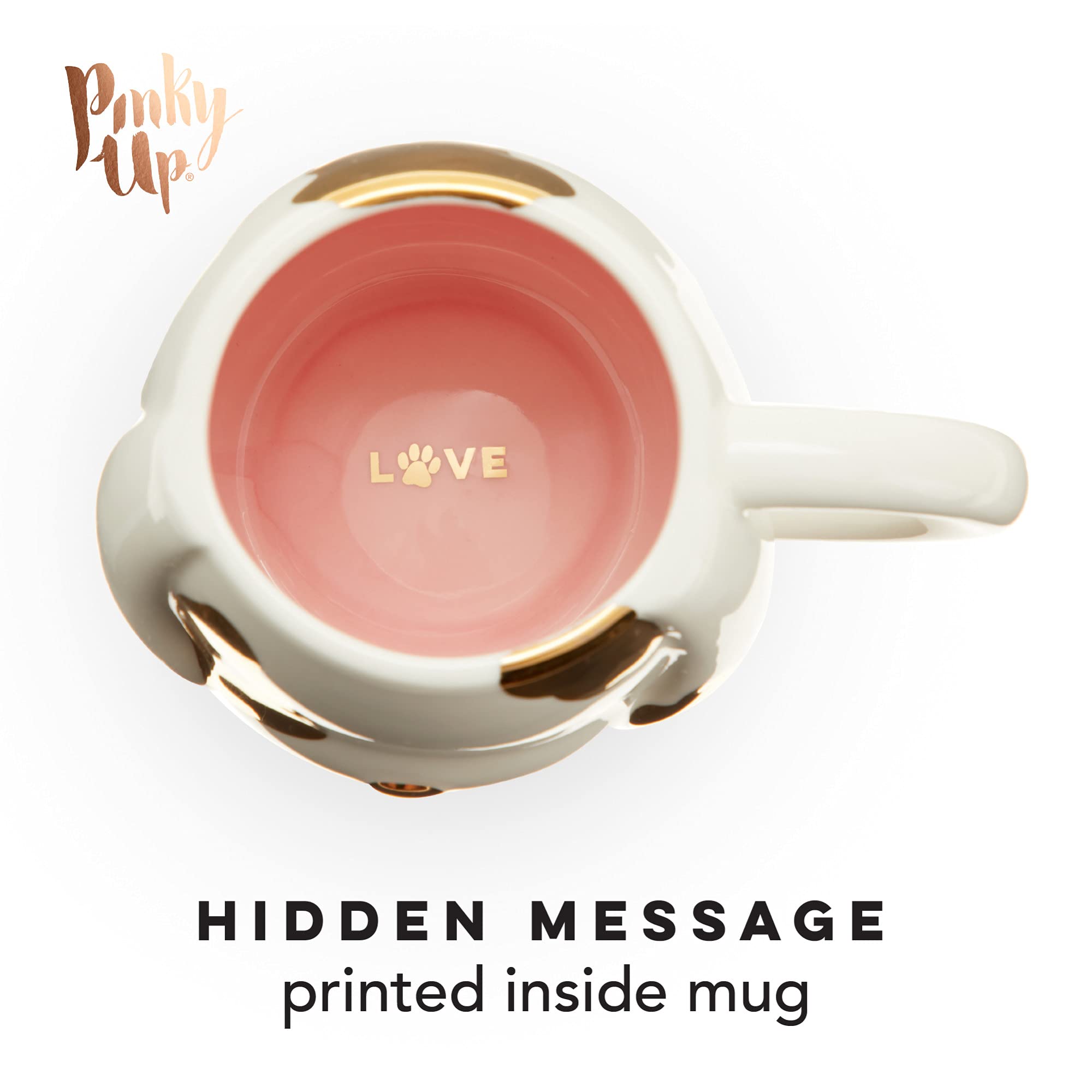 Pinky Up Penny Dog Mug, Ceramic Tea Mug, Tea Tumbler Cup, Dog Lover Gifts, Puppy Inspired Tea Cup, Gold Accents, 16Oz