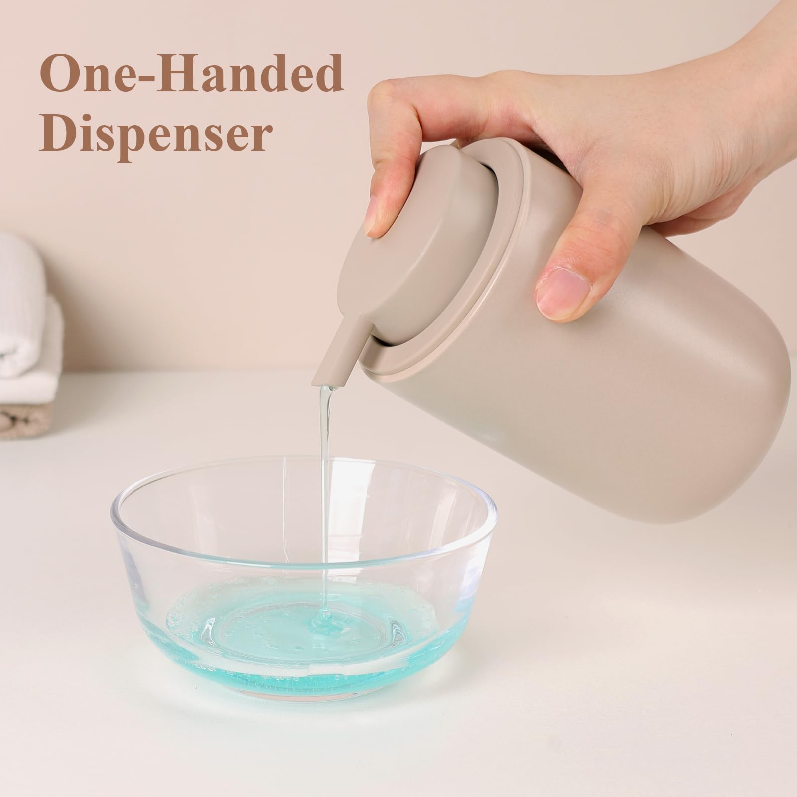 Bosilunlife Khaki Soap Dispenser Set - 2 Pack 12Oz Ceramic Dish Soap Dispenser With Rust Proof Pump For Kitchen, Hand Soap And L