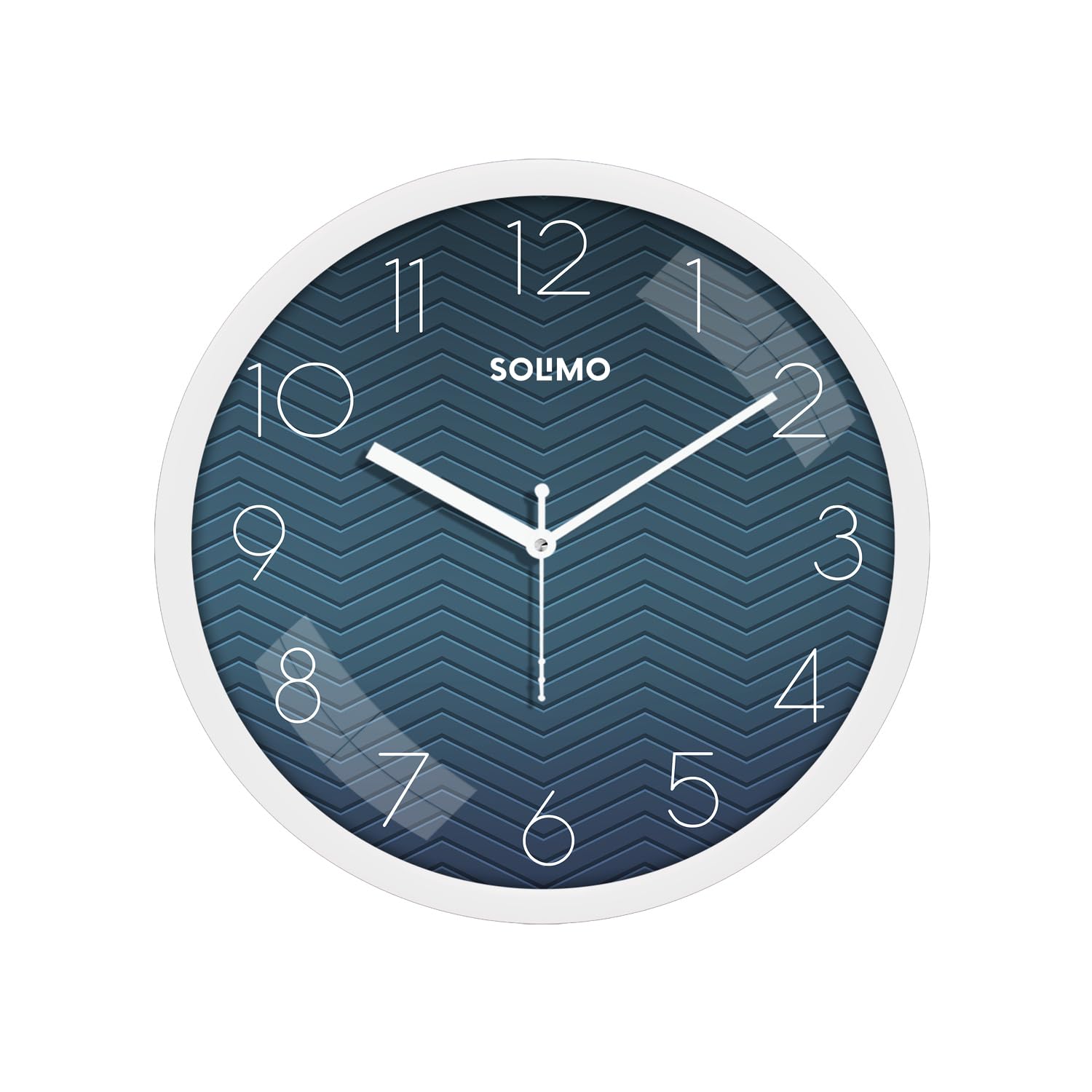 Amazon Brand - Solimo 11-Inch Classic & Modern And Stylish Silent Movement Wall Clock - White & Blue - Analog, Plastic