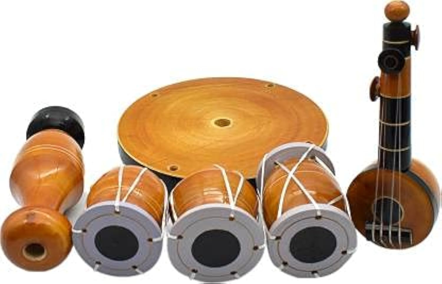 Thenkumari Eco Friendly Wooden Handcrafted Musical Set With Vase Decor Decorative Showpiece For Home Table Office Living Room De