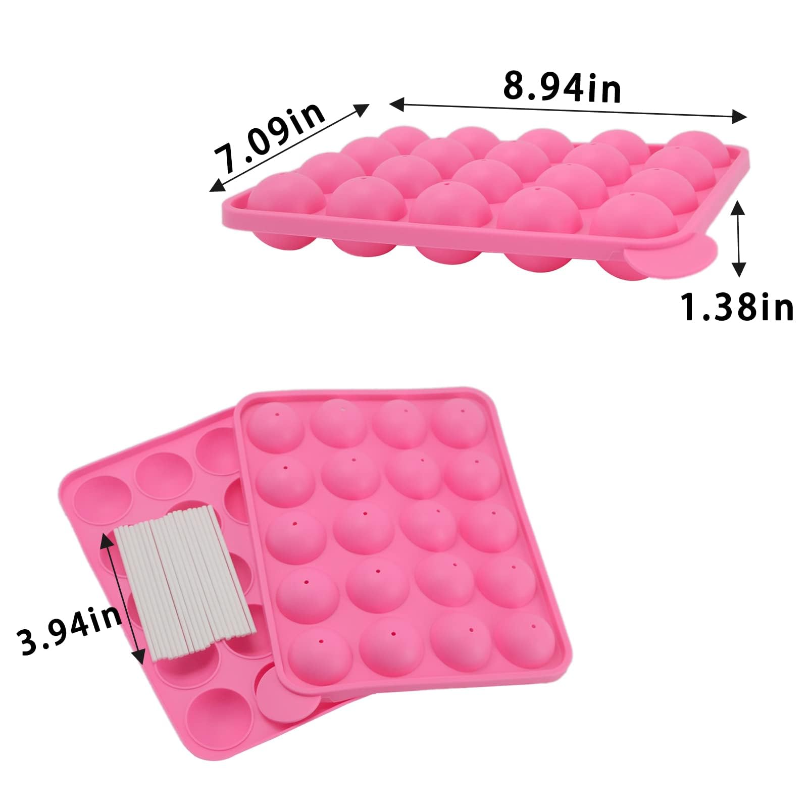 Emousport 20 Holes Silicone Non-Stick Cake Pop Kit Silicone Lollipop Mold Cake Mold Baking Chocolate Ice Lattice Bakeware Mould