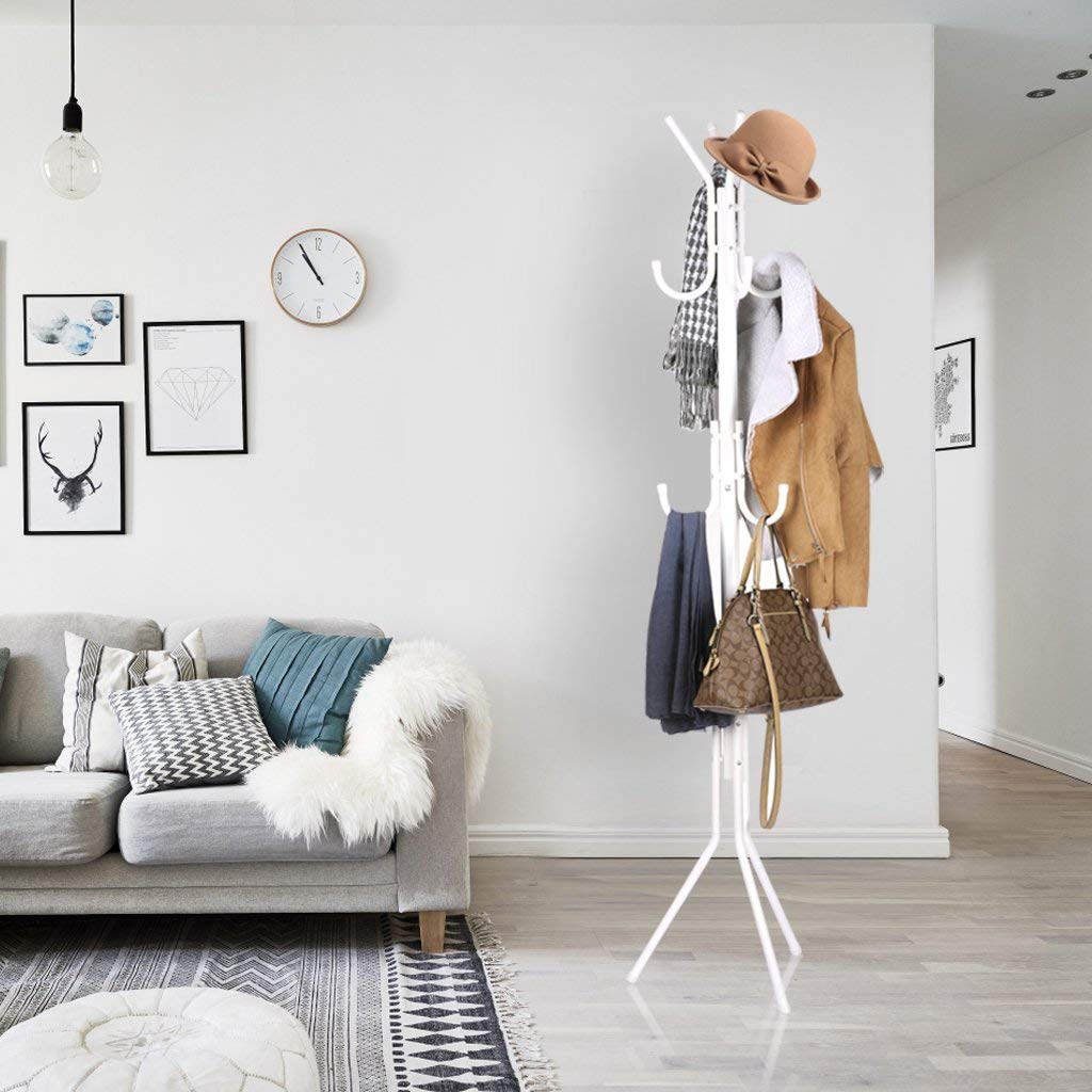 Leopax 8 Hook Metal Coat Stand Hanger For Hanging Clothes, Towels, Hats | Garment Stand, Cloth Stand, Cloth Hanger, Standing Coa