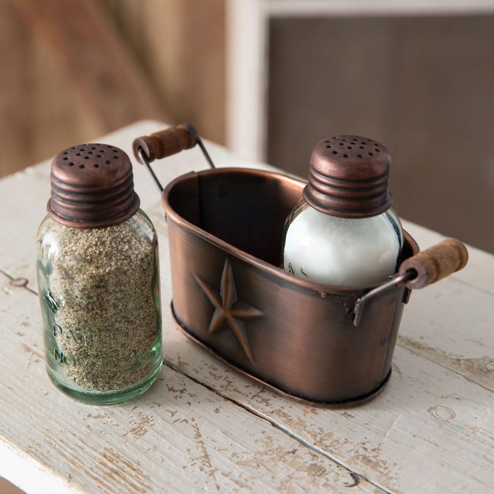 Western Star Salt And Pepper Caddy - Copper