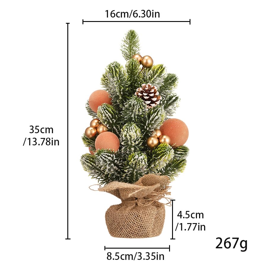 MYELLU Burlap Small Christmas Tree Decor with Lights - Mini Tabletop Artificial Tree Centerpiece for Indoor Home Office Desk Hol