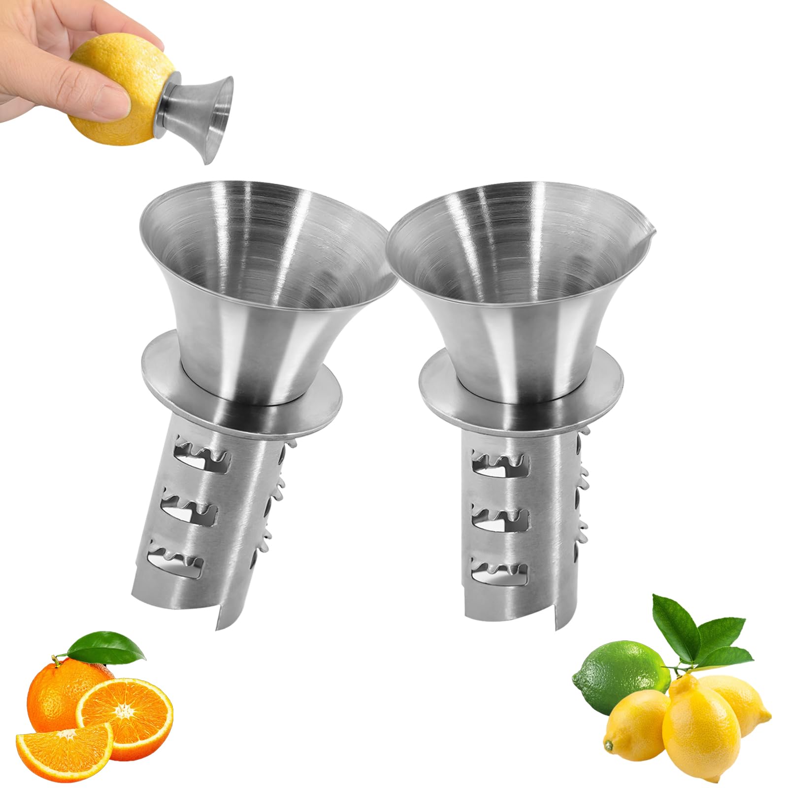 2Pcs 18/8 Stainless Steel Manual Lemon Juicer Squeezer, Easy Squeeze Small Hand Juicer And Reamer, Hand Citrus Juicer And Lemon 