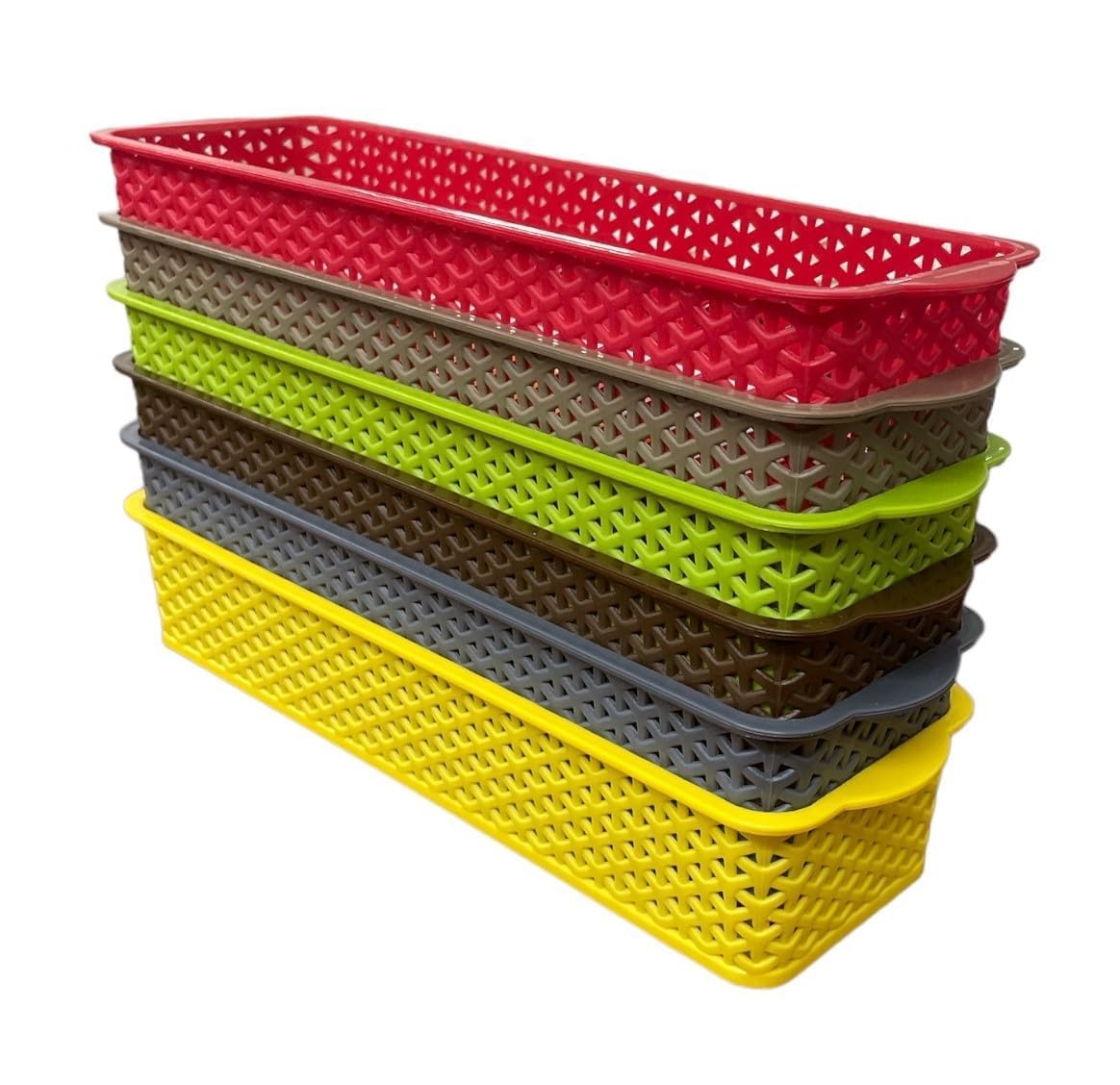 Plastic Multipurpose Multipurposes Plastic Basket Organizer For Kitchen, Countertops Cabinets, Bathrooms Without Lid Pack Of 6 