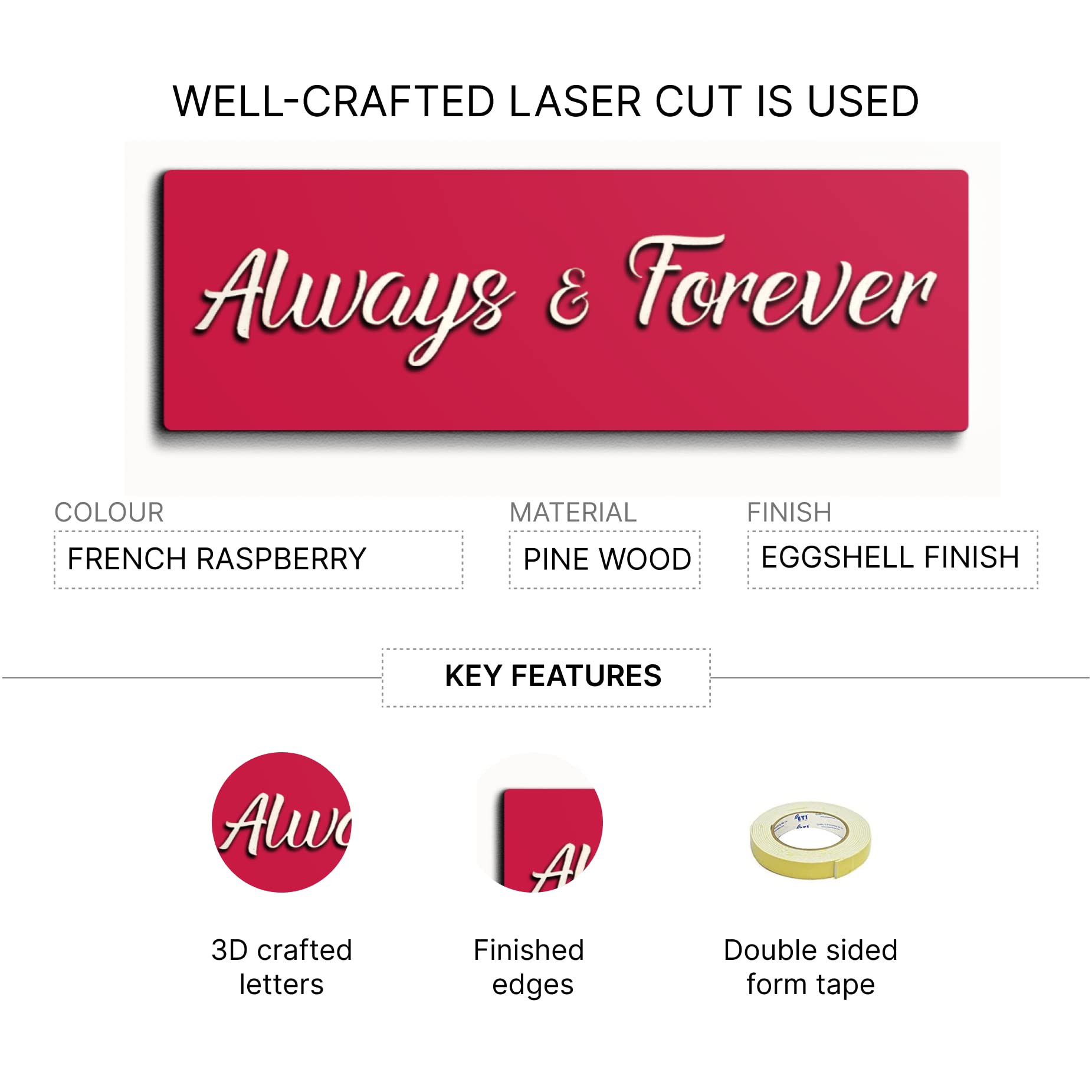 Chalk My Theme Always & Forever Quote Red Wooden Wall Art Valentine Gift For Boyfriend, Girlfriend, Husband, And Wife Valentine