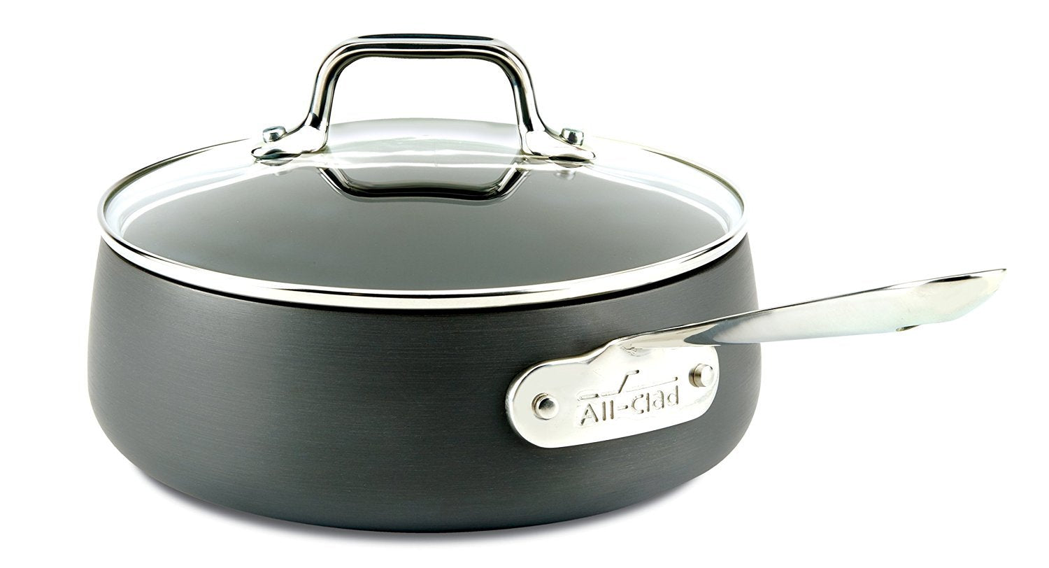 All-Clad Ha1 Hard Anodized Nonstick Saucepan 2.5 Quart Induction Oven Broiler Safe 500F, Lid Safe 350F Pots And Pans, Cookware B